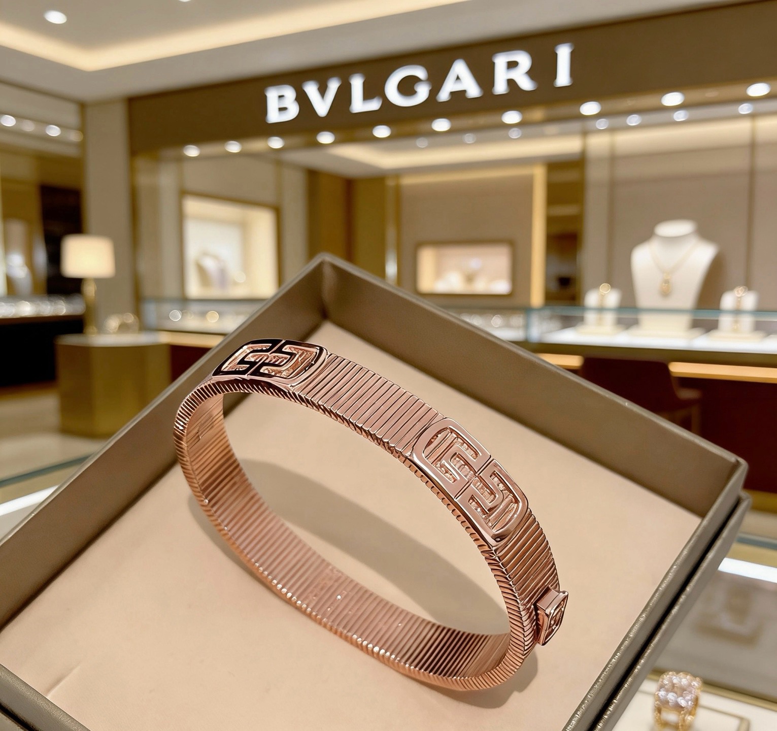 BVLGARI 原單 玫瑰金寬版手鐲 幾何雕紋設計 高級款| 7 BVLGARI 原單 玫瑰金寬版手鐲 幾何雕紋設計 高級款