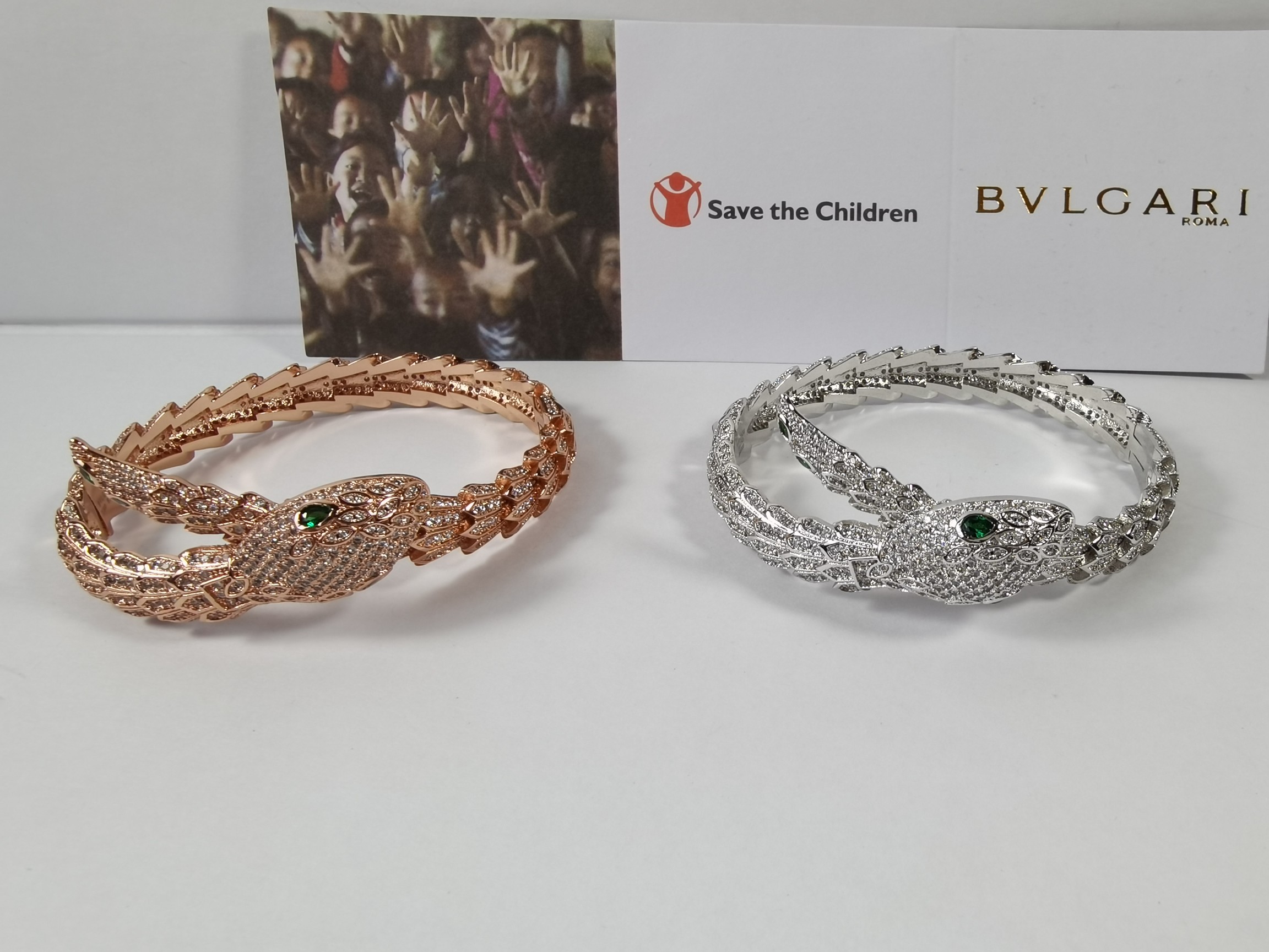 BVLGARI 蛇頭手鐲 滿鑽開口設計女款高級時尚手環