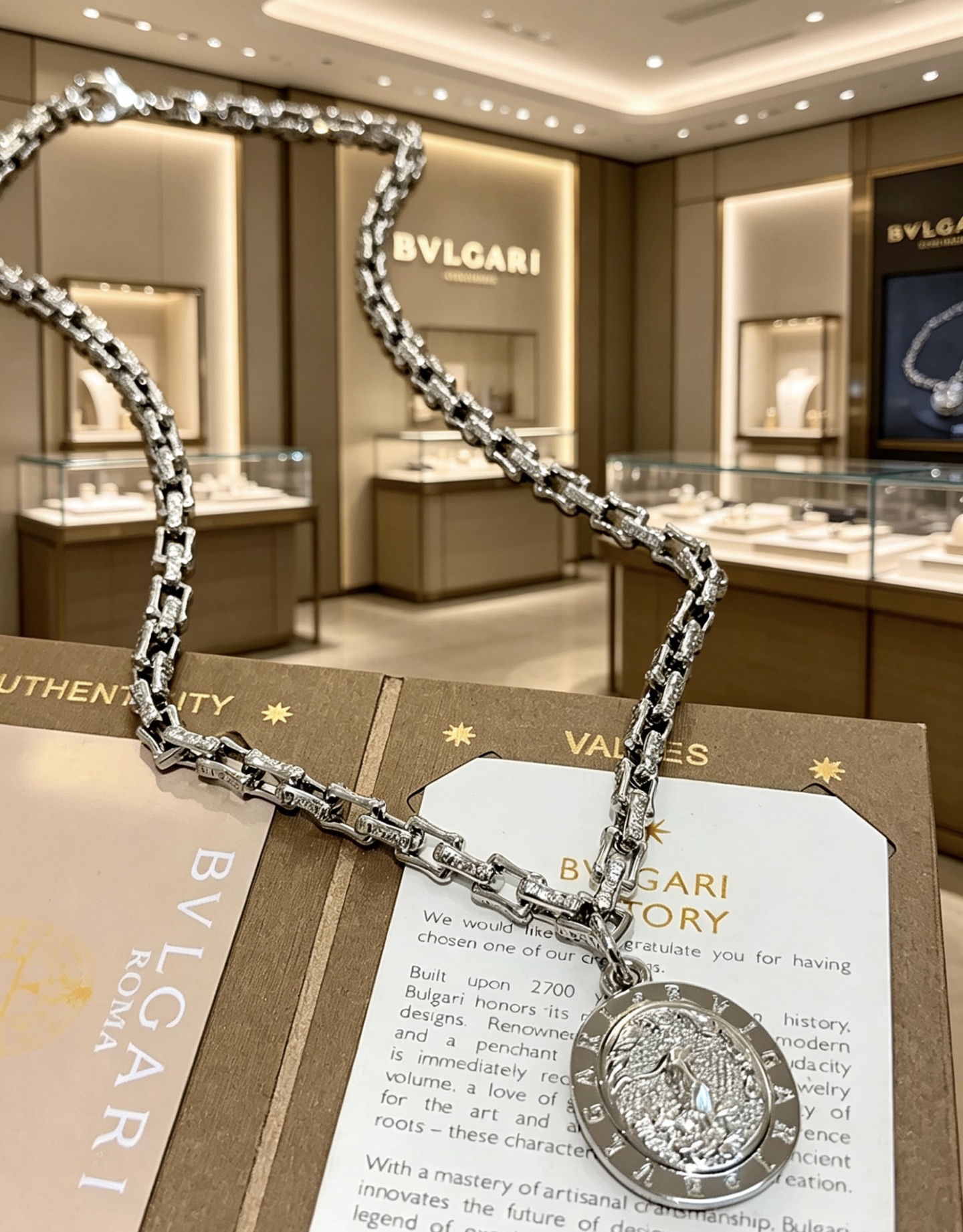 BVLGARI高仿男女款粗鏈項鍊羅馬圓盤吊墜潮流款