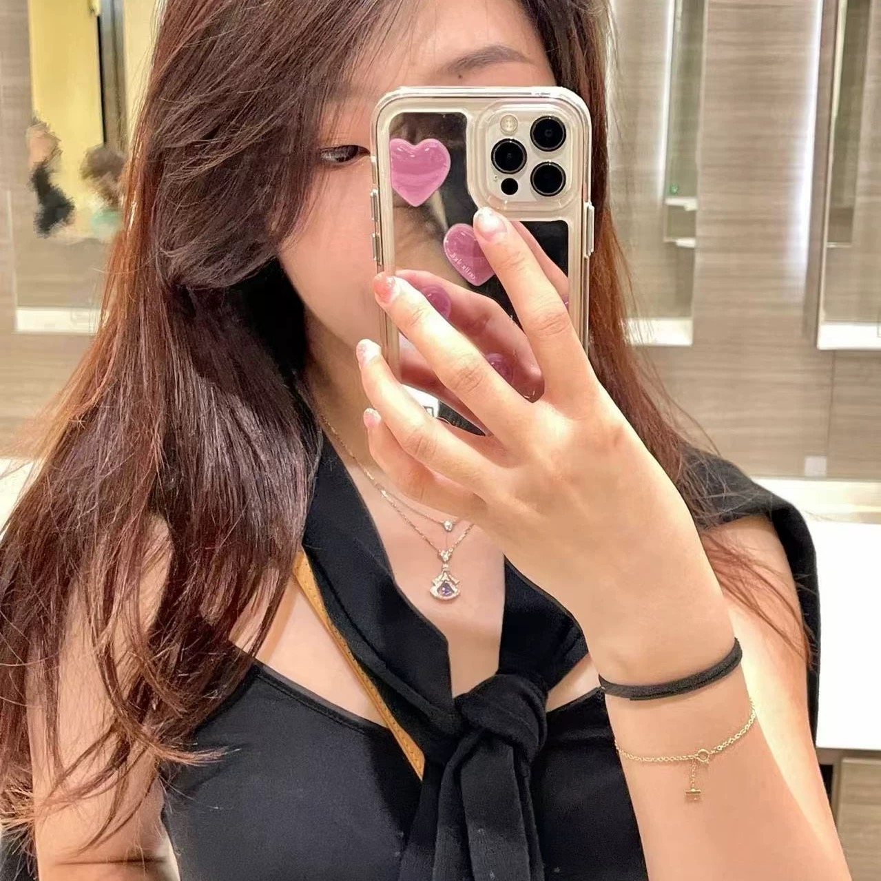 BVLGARI原單女士項鍊扇形寶石吊墜優雅氣質款