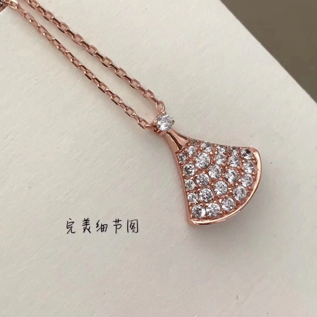 BVLGARI復刻女士項鍊滿鑽小扇形設計精緻氣質款| 13 BVLGARI復刻女士項鍊滿鑽小扇形設計精緻氣質款