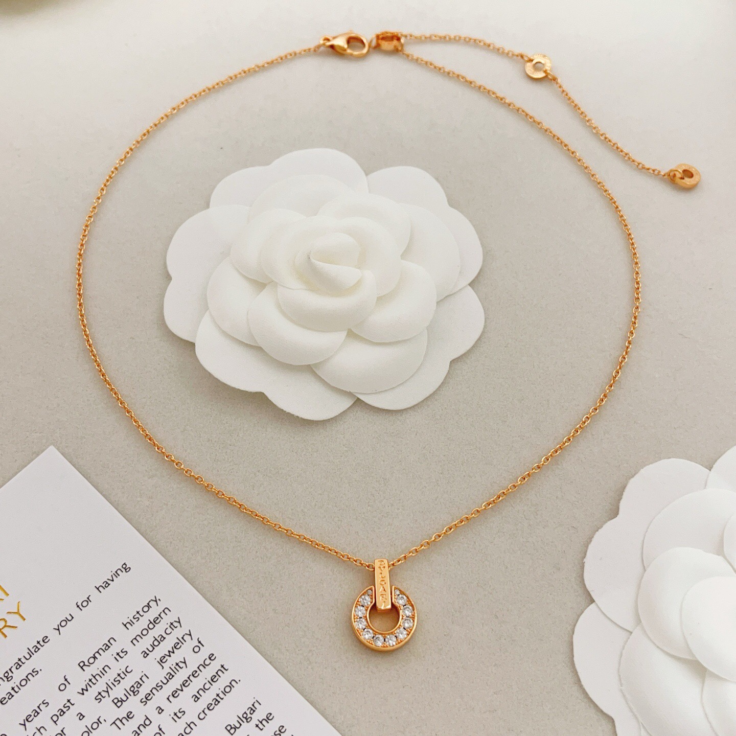 BVLGARI A貨女士項鍊圓環鑲鑽設計輕奢百搭款
