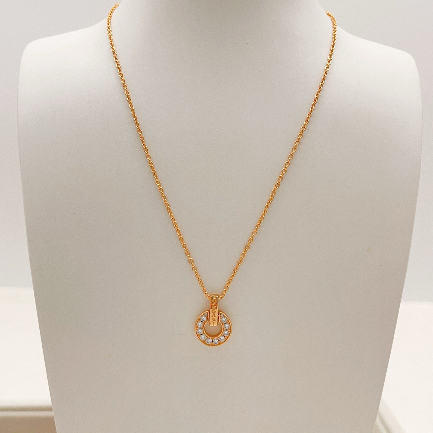 BVLGARI A貨女士項鍊圓環鑲鑽設計輕奢百搭款