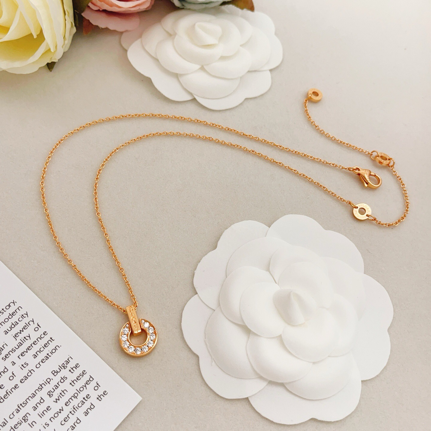 BVLGARI A貨女士項鍊圓環鑲鑽設計輕奢百搭款