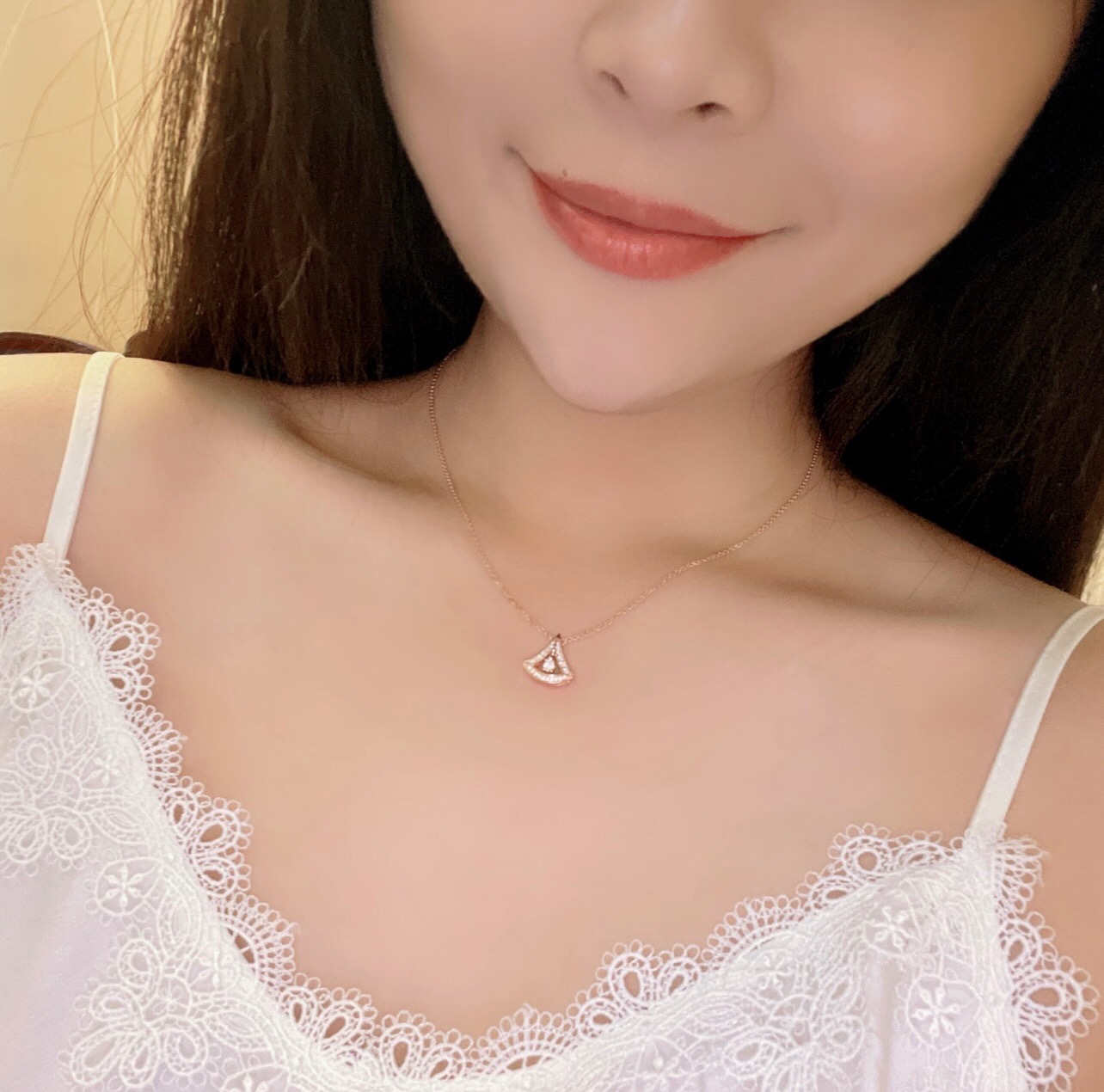 BVLGARI高仿女士項鍊扇形鑲鑽設計玫瑰金氣質款| 9 BVLGARI高仿女士項鍊扇形鑲鑽設計玫瑰金氣質款