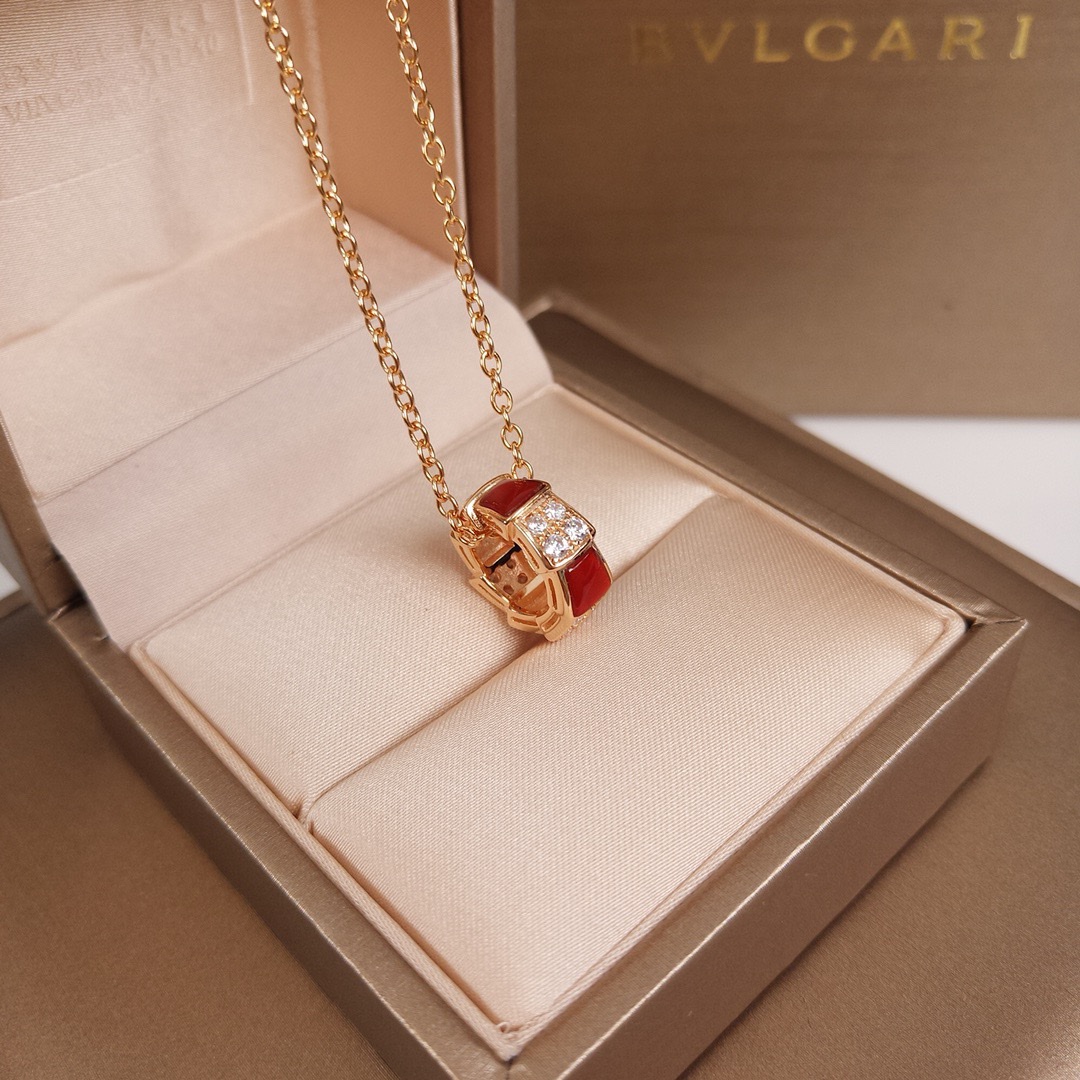BVLGARIA貨女士項鍊紅色陶瓷圓柱設計時尚款| 12 BVLGARIA貨女士項鍊紅色陶瓷圓柱設計時尚款