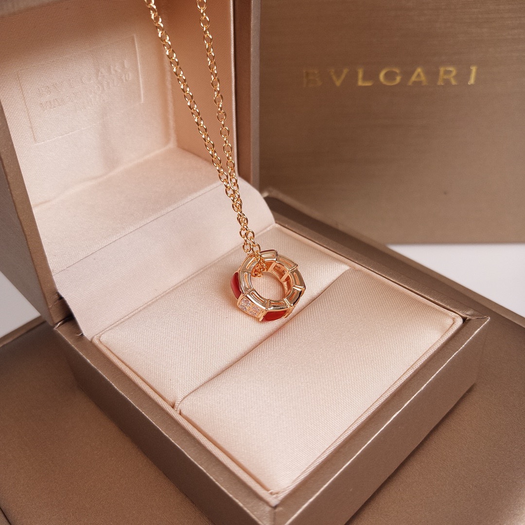 BVLGARIA貨女士項鍊紅色陶瓷圓柱設計時尚款| 9 BVLGARIA貨女士項鍊紅色陶瓷圓柱設計時尚款
