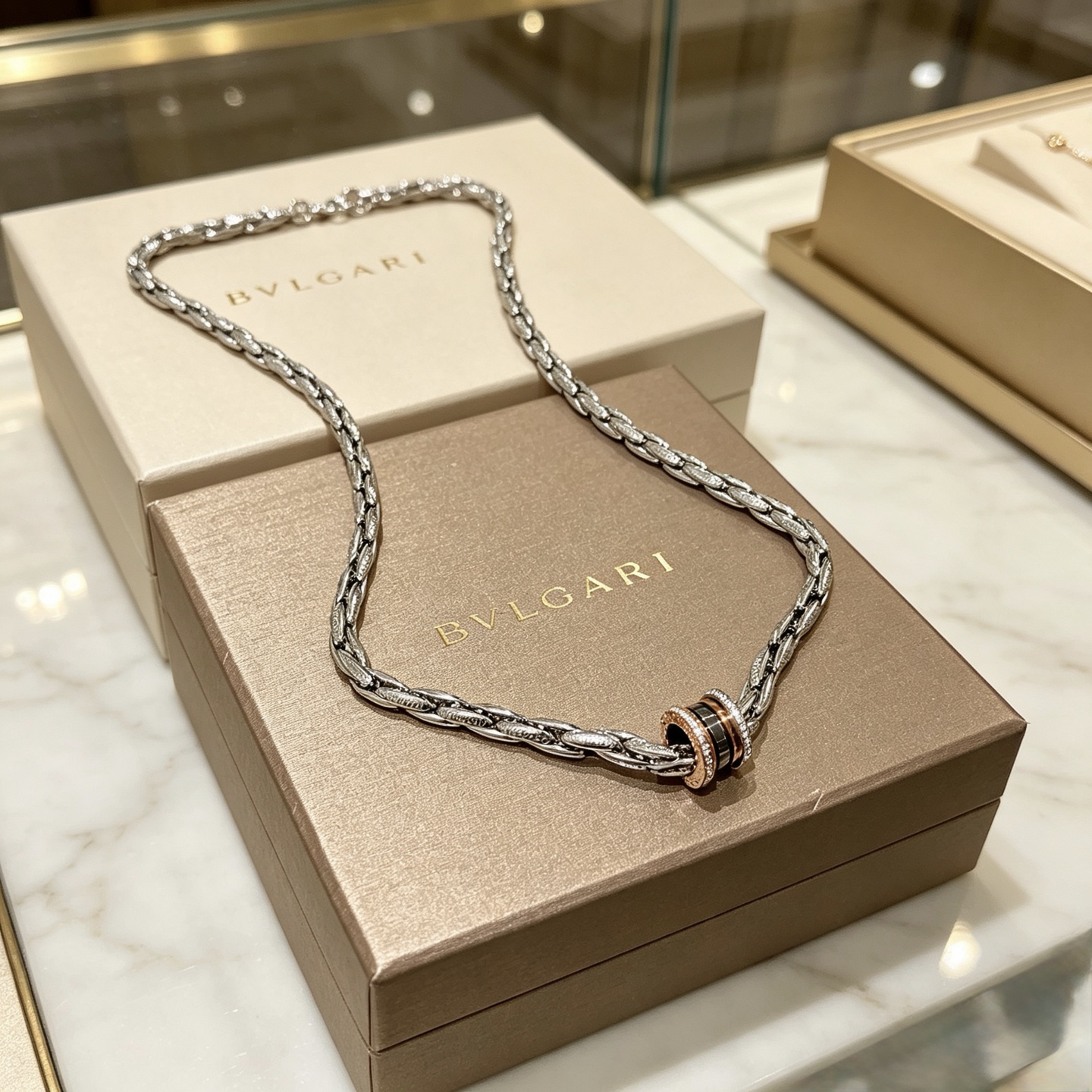 BVLGARI A貨 粗鏈項鍊 戒指吊墜設計 潮流個性款