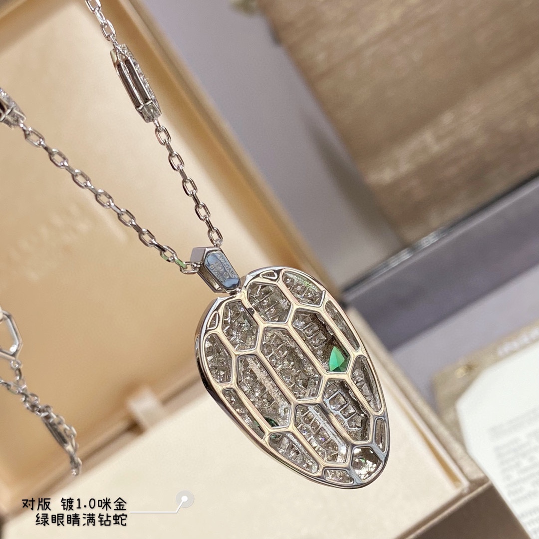 BVLGARI 蛇頭滿鑽項鏈 彩寶鎖骨鏈設計款女款百搭飾品