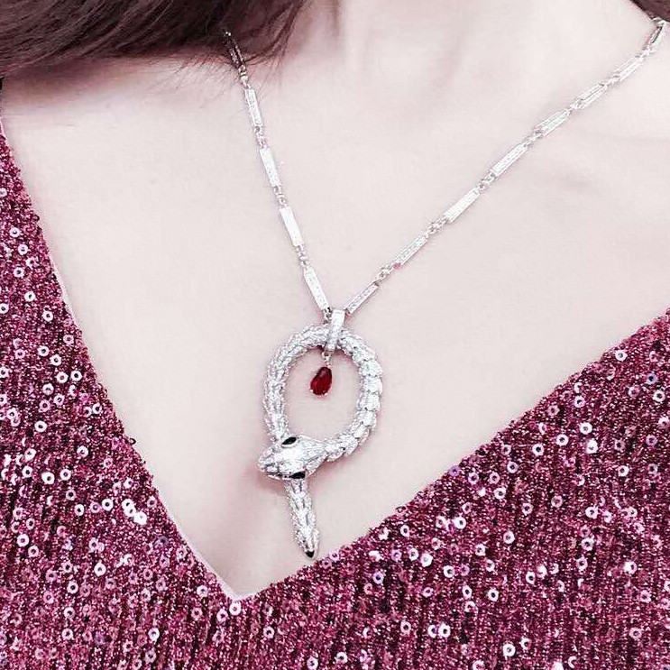 BVLGARI 蛇形纏繞項鏈 滿鑽彩寶設計長款時尚鎖骨鏈| 14 BVLGARI 蛇形纏繞項鏈 滿鑽彩寶設計長款時尚鎖骨鏈