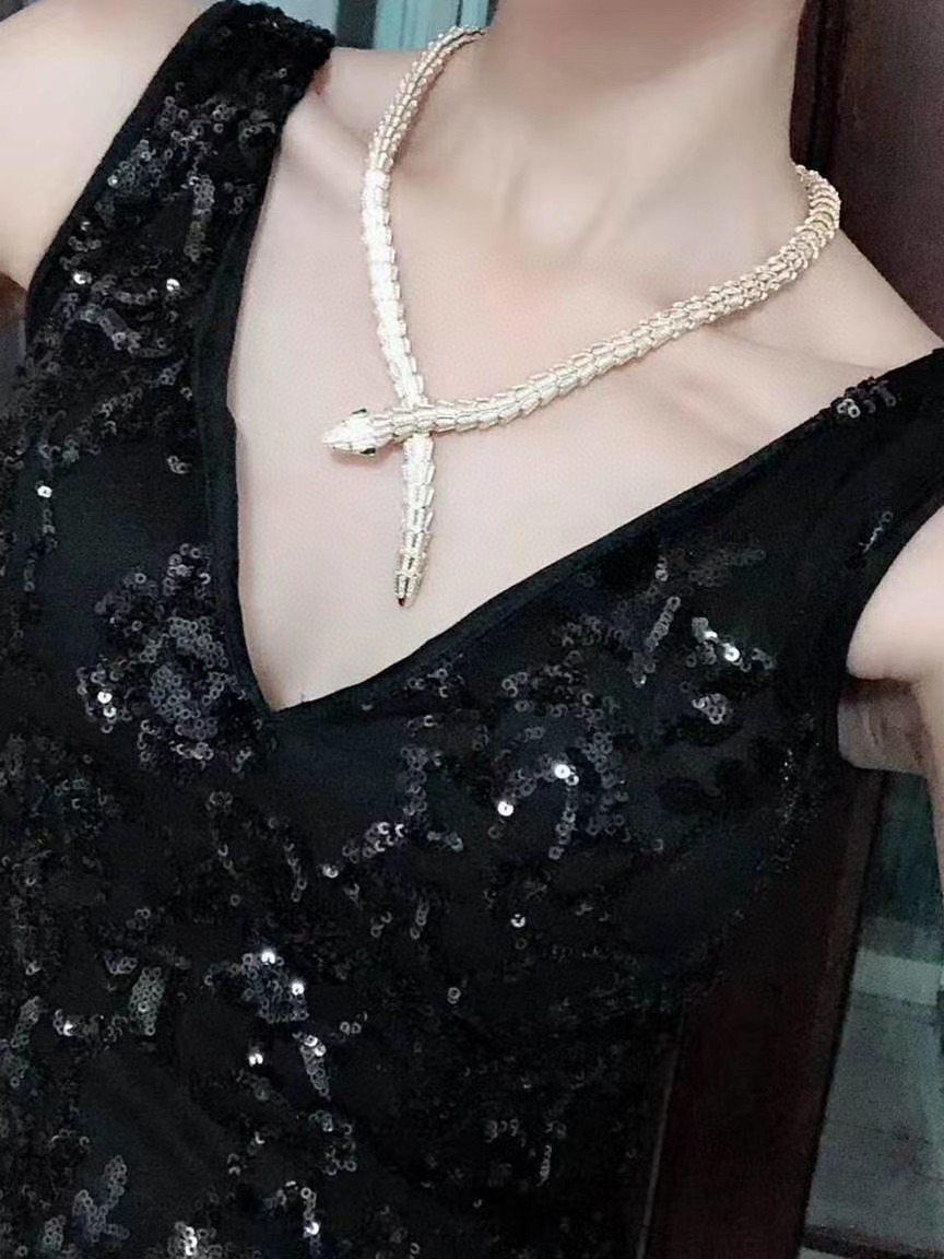 BVLGARI一比一蛇形項鍊女士滿鑽設計時尚氣質百搭款