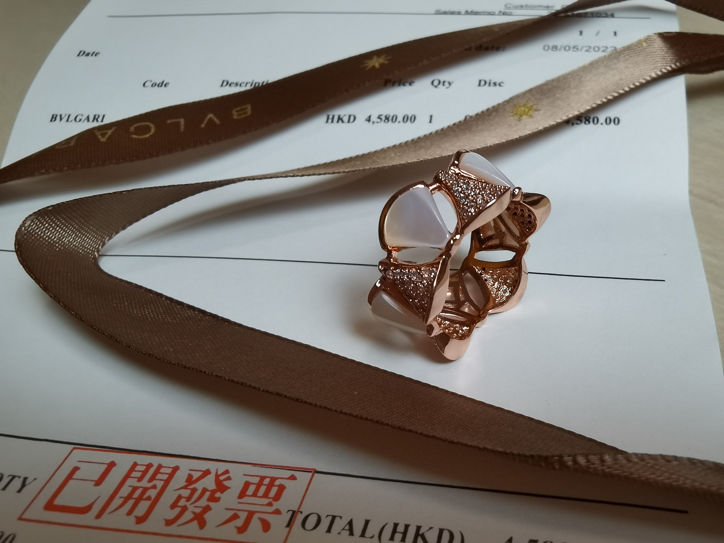 BVLGARI高仿蛇形戒指女士玫瑰金鑲鑽設計時尚百搭輕奢款