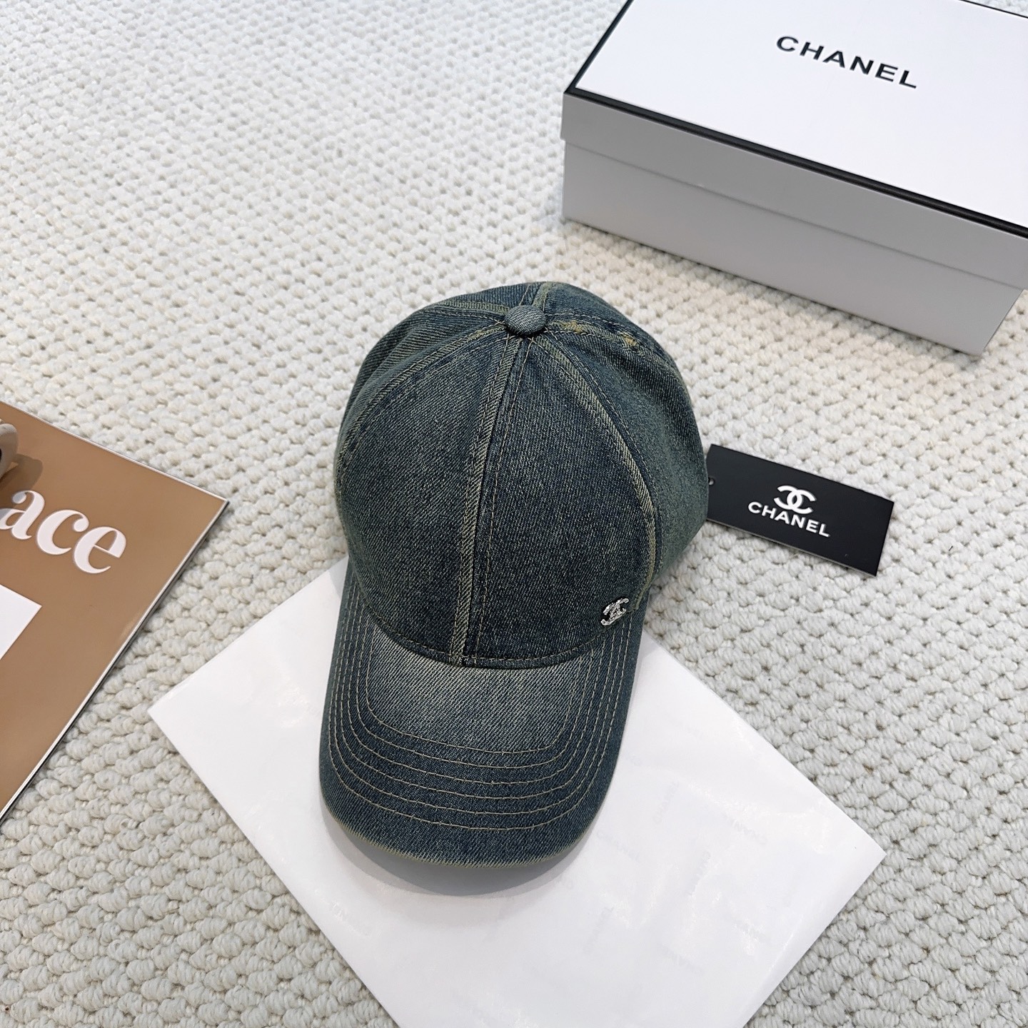 Chanel原單牛仔棒球帽男女款復古水洗風刺繡Logo百搭款