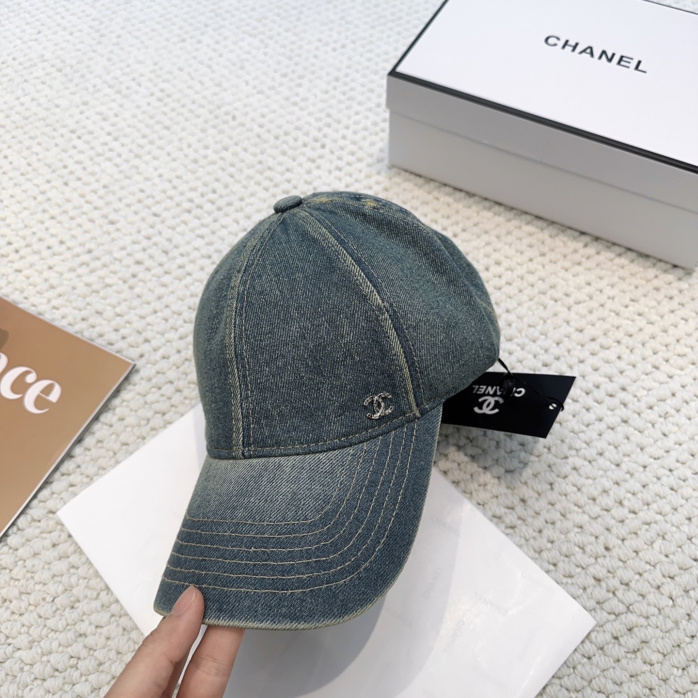 Chanel原單牛仔棒球帽男女款復古水洗風刺繡Logo百搭款