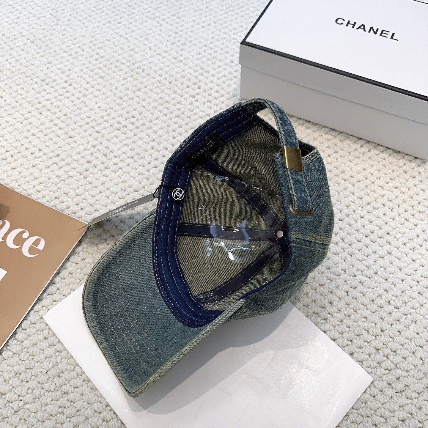 Chanel原單牛仔棒球帽男女款復古水洗風刺繡Logo百搭款