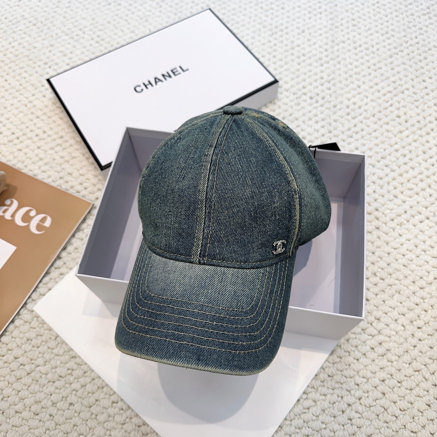 Chanel原單牛仔棒球帽男女款復古水洗風刺繡Logo百搭款