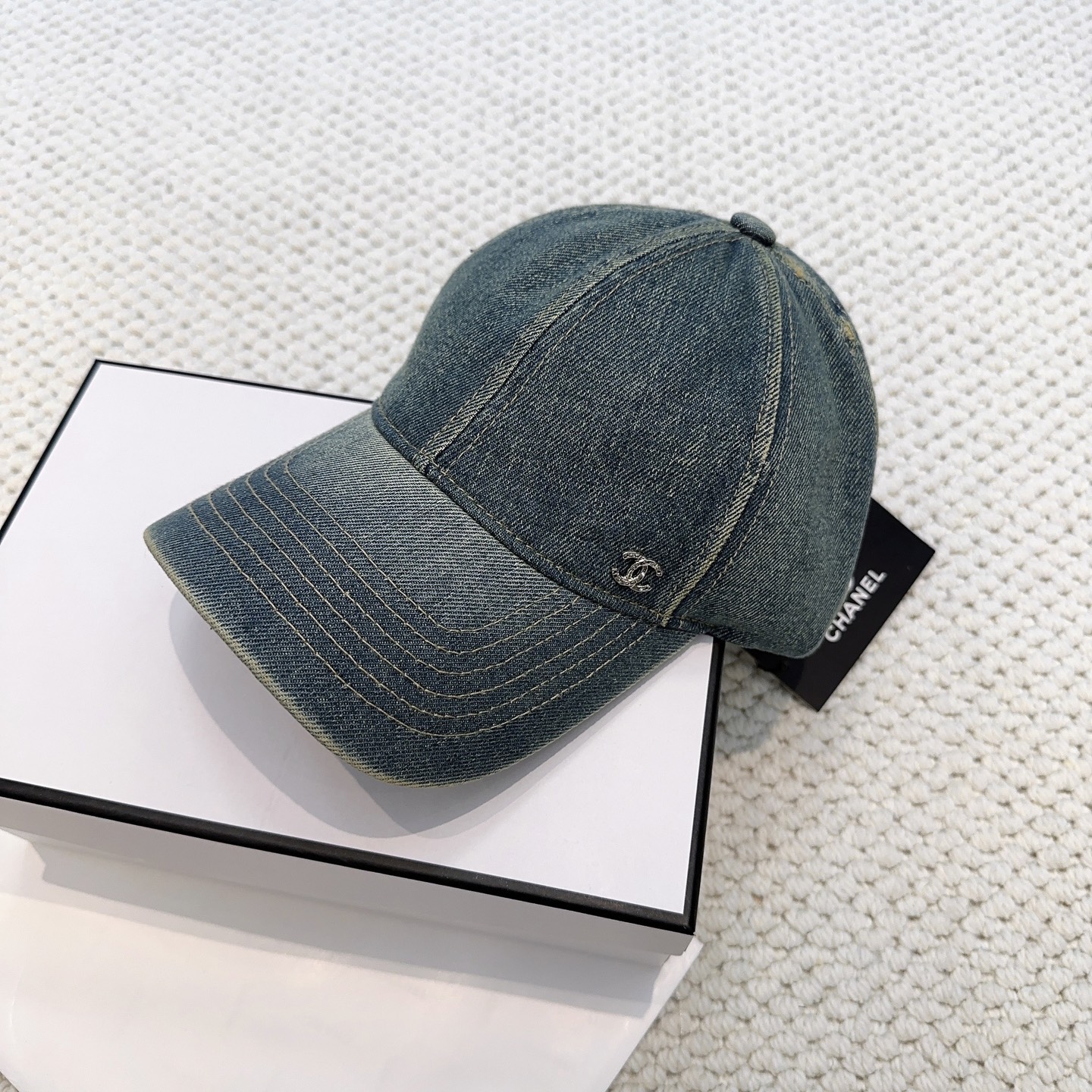 Chanel原單牛仔棒球帽男女款復古水洗風刺繡Logo百搭款