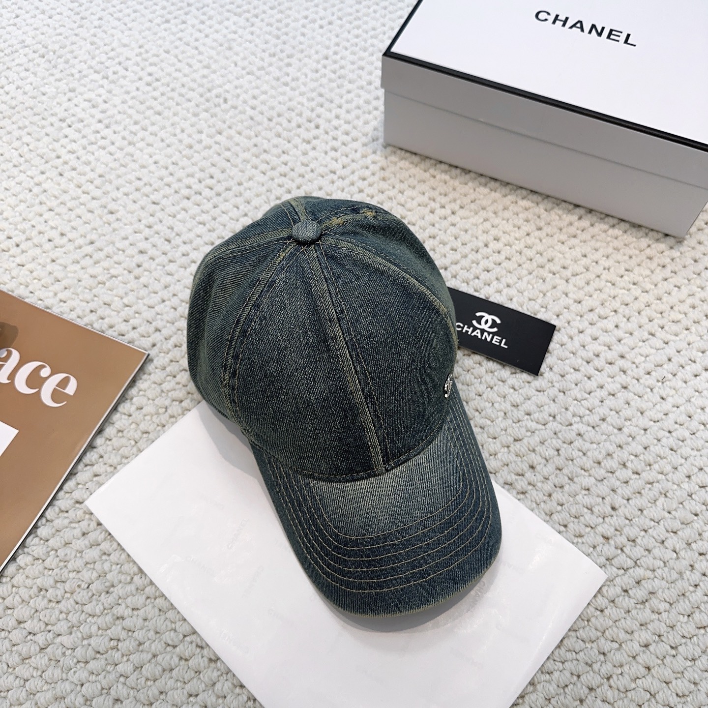 Chanel原單牛仔棒球帽男女款復古水洗風刺繡Logo百搭款