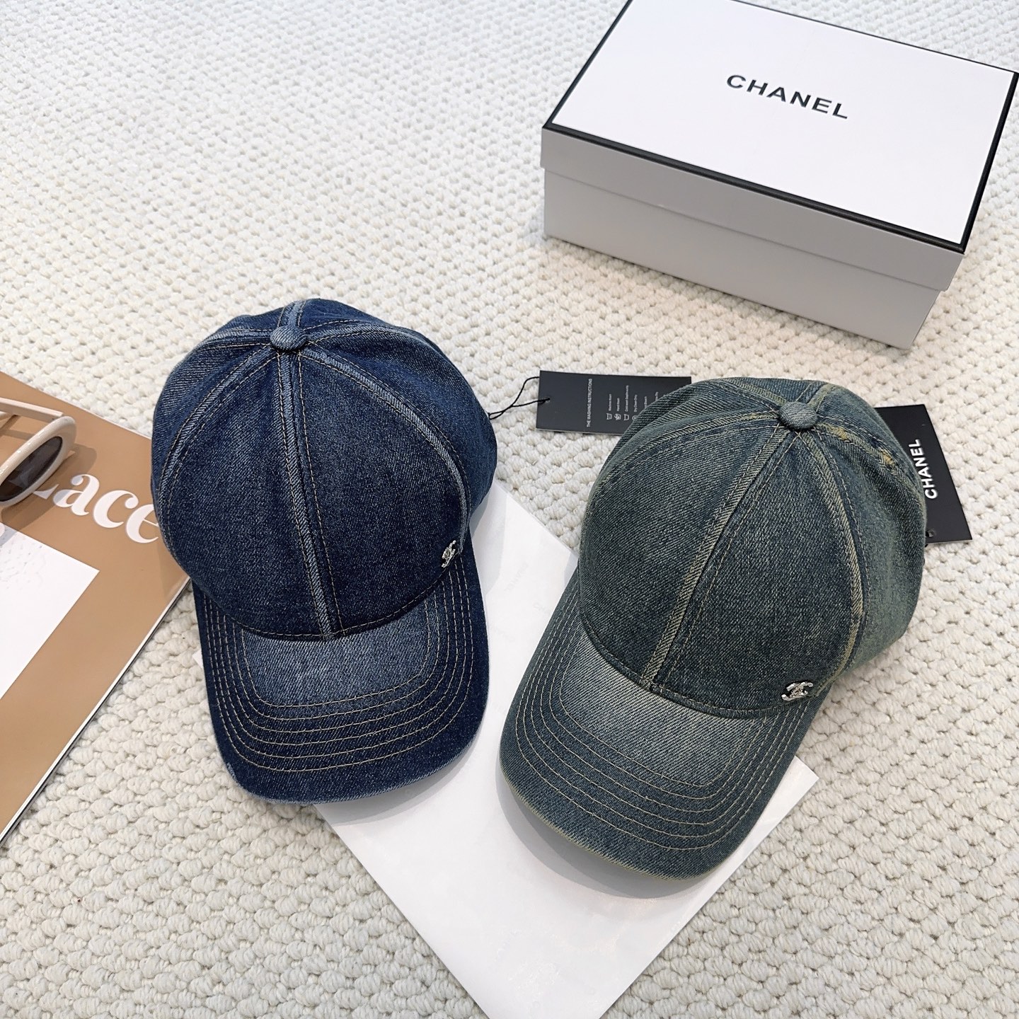Chanel原單牛仔棒球帽男女款復古水洗風刺繡Logo百搭款