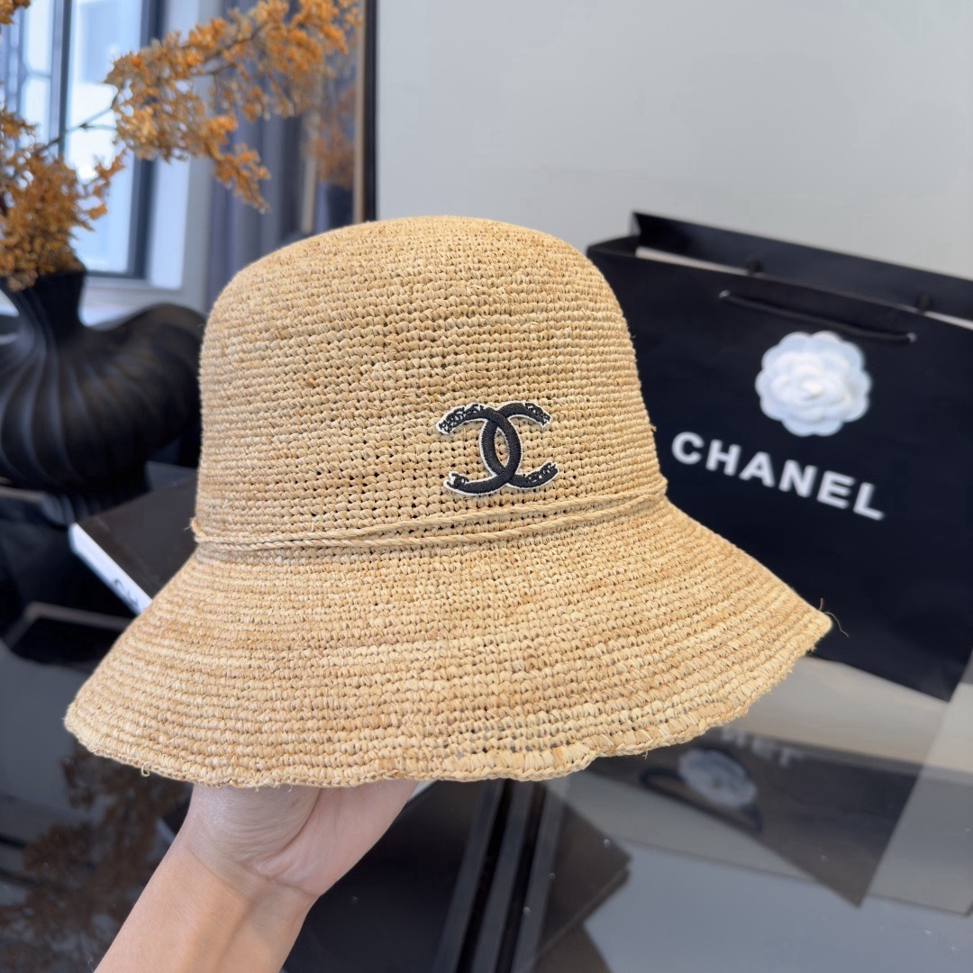 Chanel高仿草編漁夫帽女夏季防曬透氣小香風度假百搭款| 14 Chanel高仿草編漁夫帽女夏季防曬透氣小香風度假百搭款