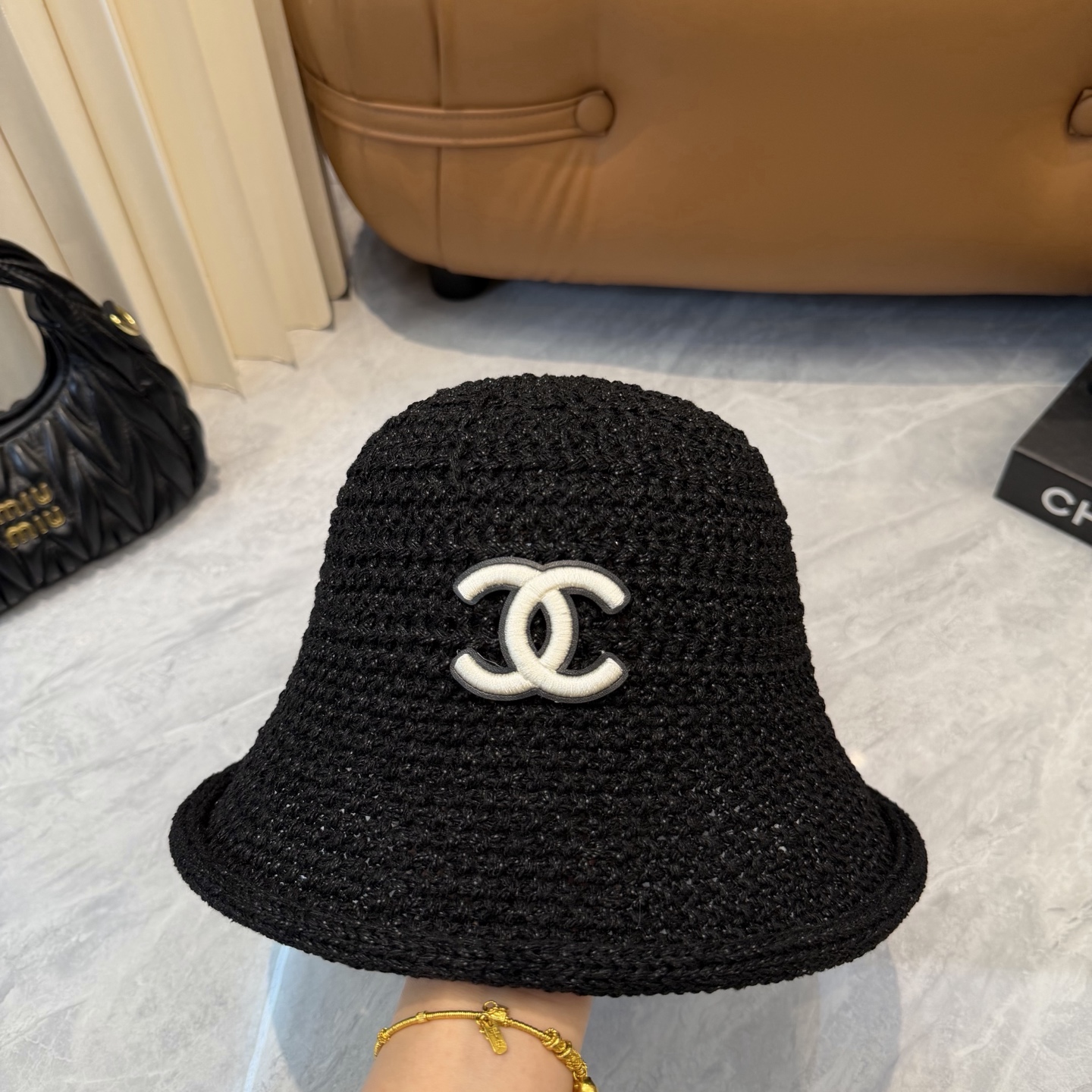 Chanel原單漁夫帽女款黑色粗織設計立體雙C時尚百搭款| 14 Chanel原單漁夫帽女款黑色粗織設計立體雙C時尚百搭款