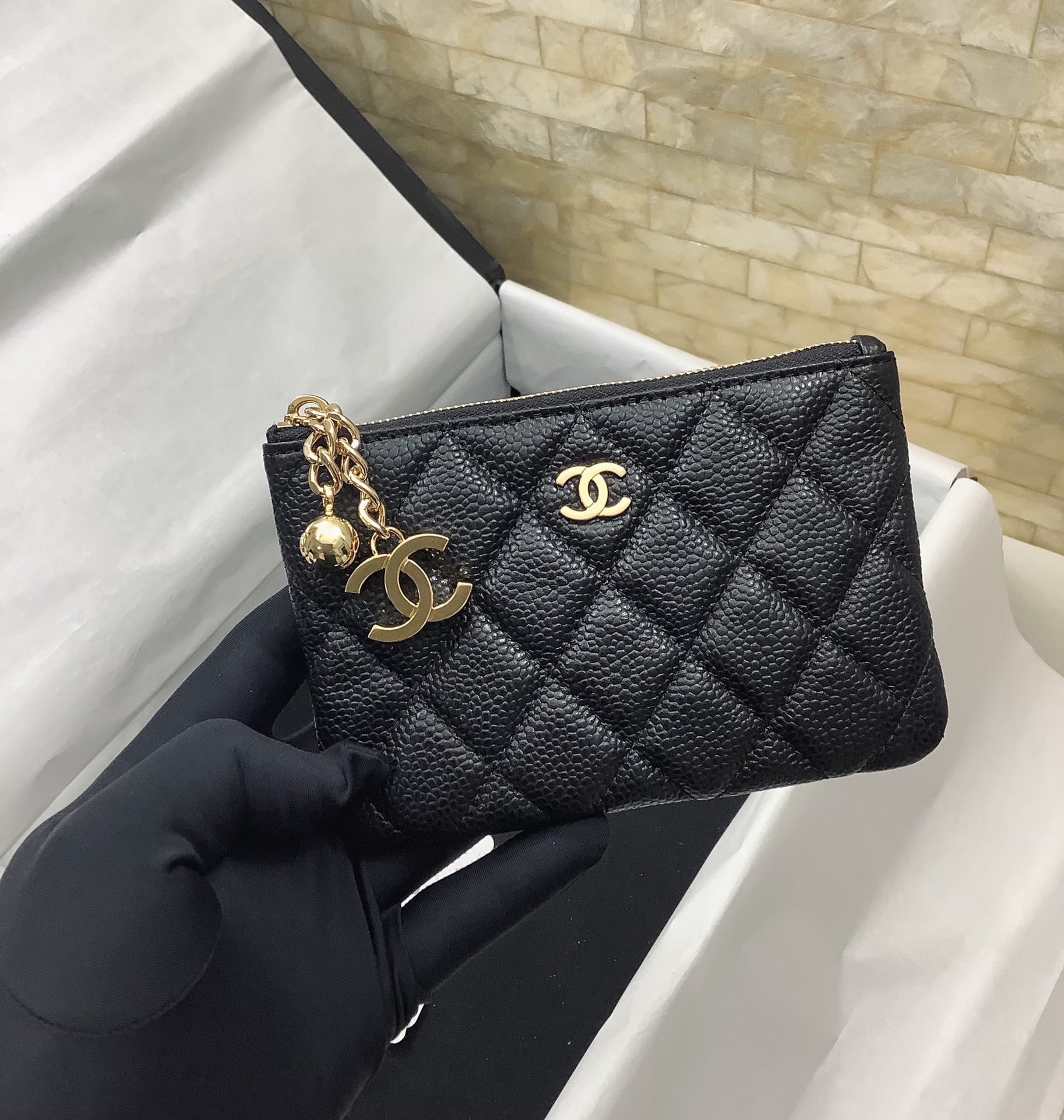 Chanel高仿菱格鏈條零錢包女士款黑色魚子醬皮迷你精品小包| 11 Chanel高仿菱格鏈條零錢包女士款黑色魚子醬皮迷你精品小包