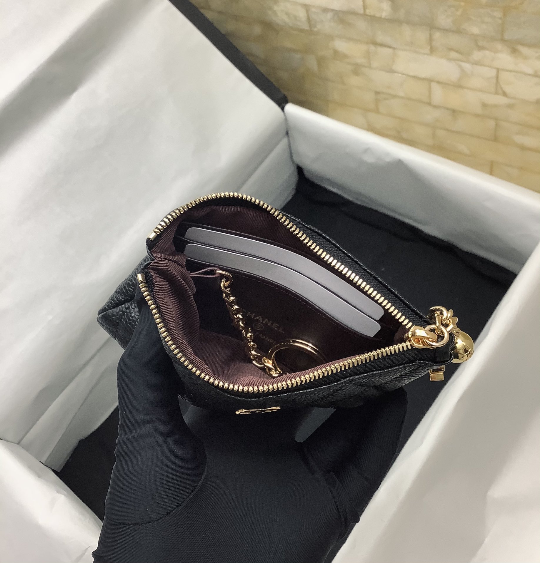 Chanel高仿菱格鏈條零錢包女士款黑色魚子醬皮迷你精品小包| 7 Chanel高仿菱格鏈條零錢包女士款黑色魚子醬皮迷你精品小包