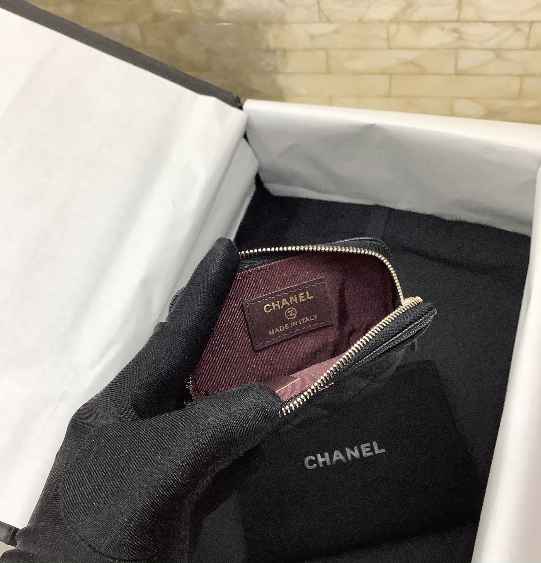 Chanel一比一菱格零錢包女士款黑色魚子醬皮迷你拉鍊卡包| 9 Chanel一比一菱格零錢包女士款黑色魚子醬皮迷你拉鍊卡包