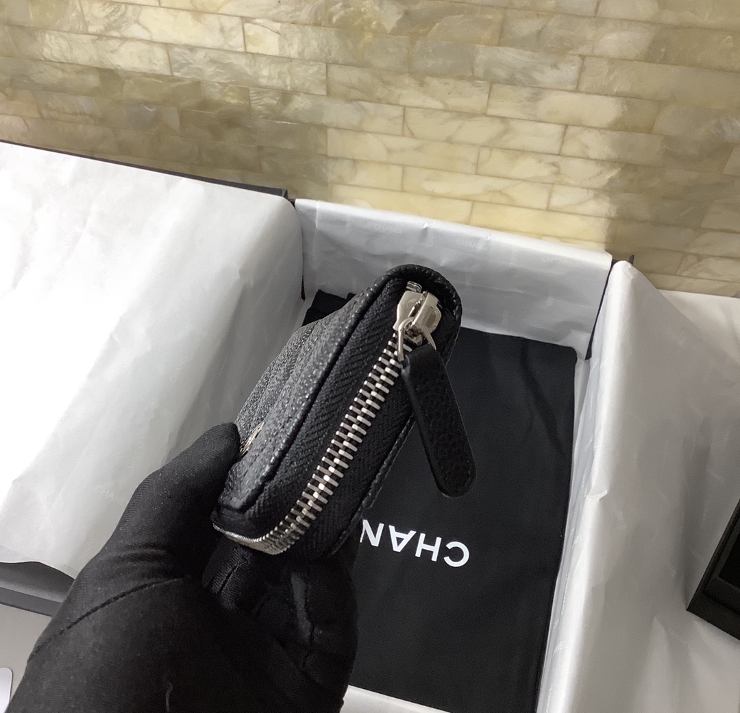 Chanel原單菱格拉鍊零錢包女士款黑色經典雙C迷你卡包| 10 Chanel原單菱格拉鍊零錢包女士款黑色經典雙C迷你卡包