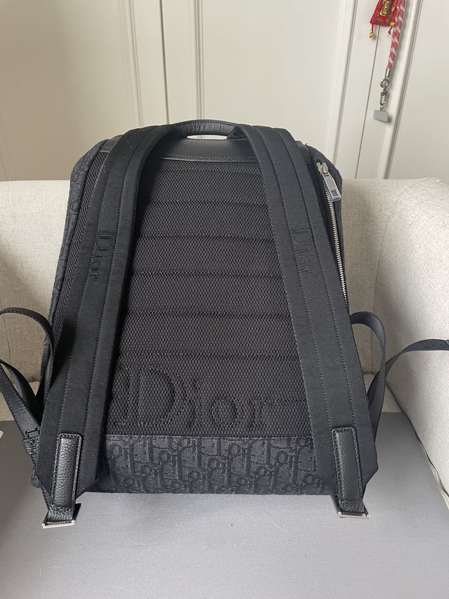 Dior一比一Oblique老花後背包男士款黑色經典帆布拼皮時尚雙肩包