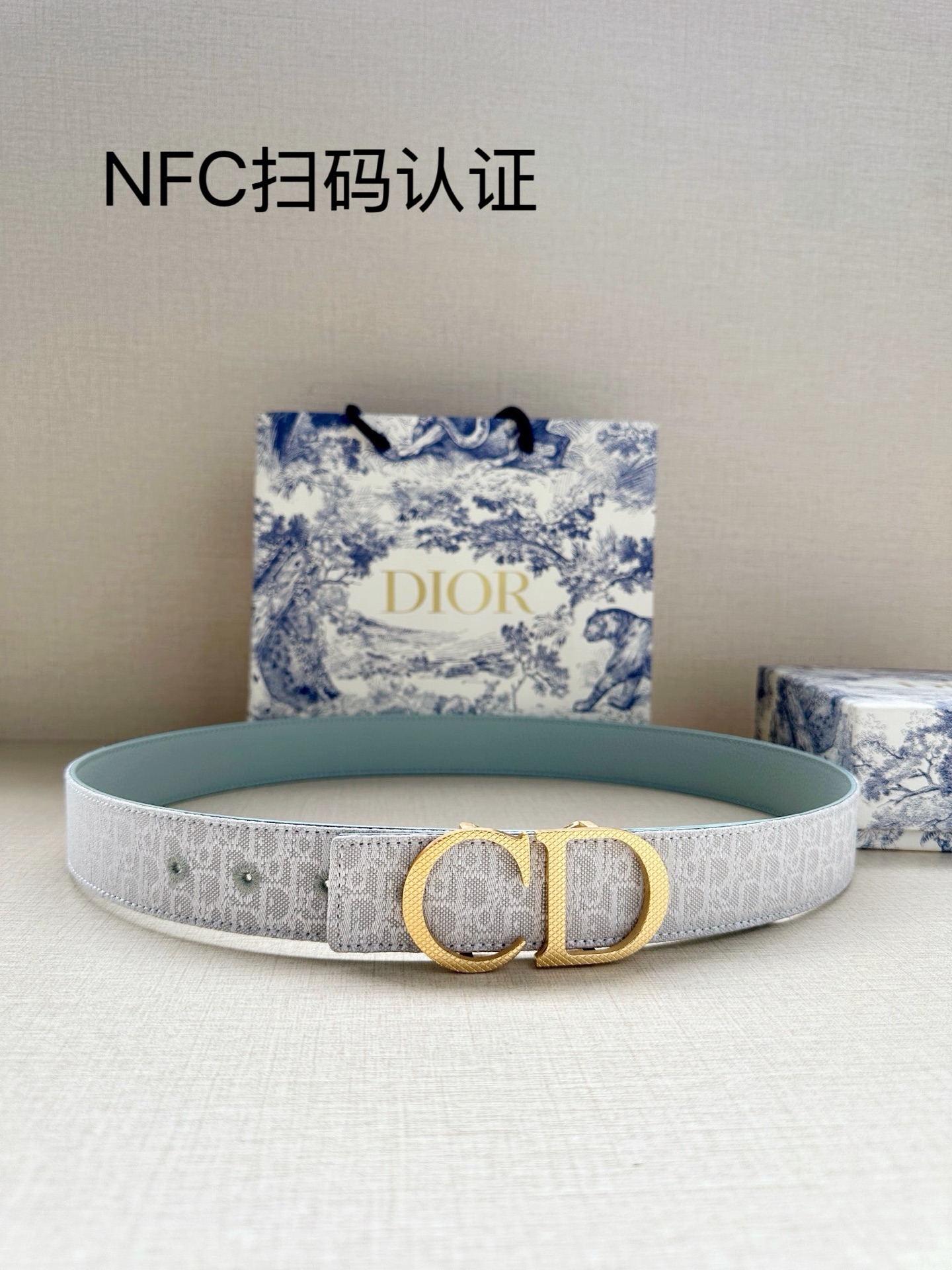 Dior一比一女士CD扣老花皮帶灰色優雅百搭氣質款輕奢通勤設計