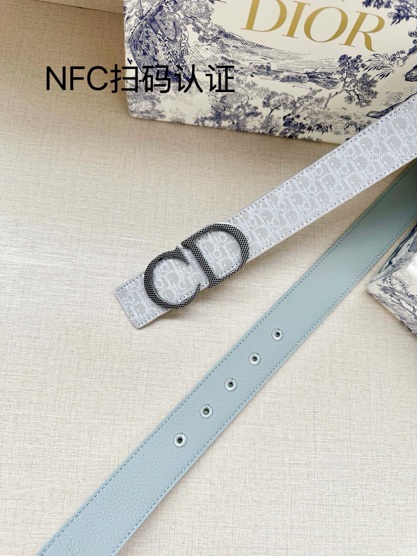 Dior一比一女士CD扣老花皮帶灰色優雅百搭氣質款輕奢通勤設計