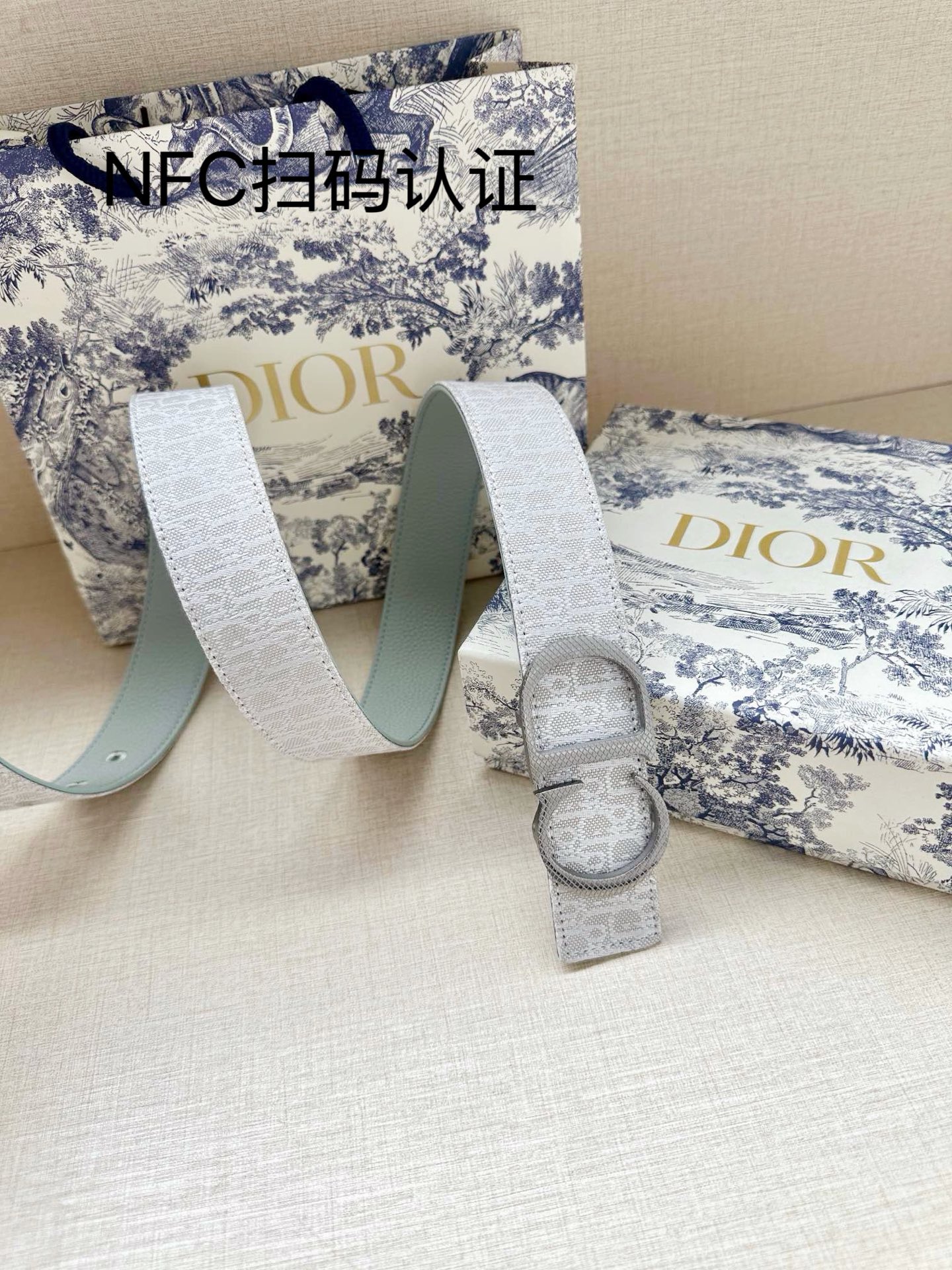 Dior一比一女士CD扣老花皮帶灰色優雅百搭氣質款輕奢通勤設計