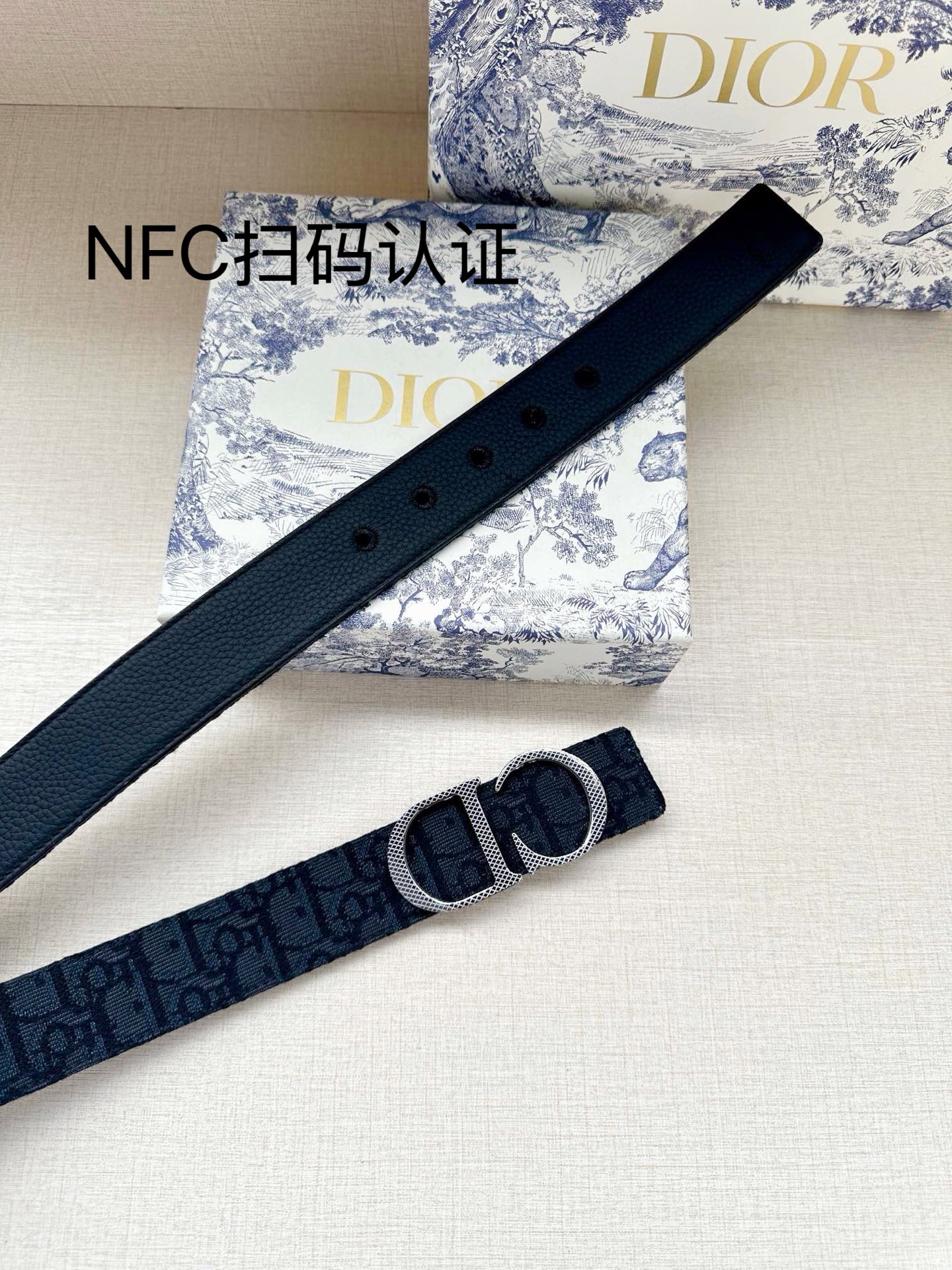 Dior原單男女款CD深色老花皮帶低調百搭通勤商務高級感設計款