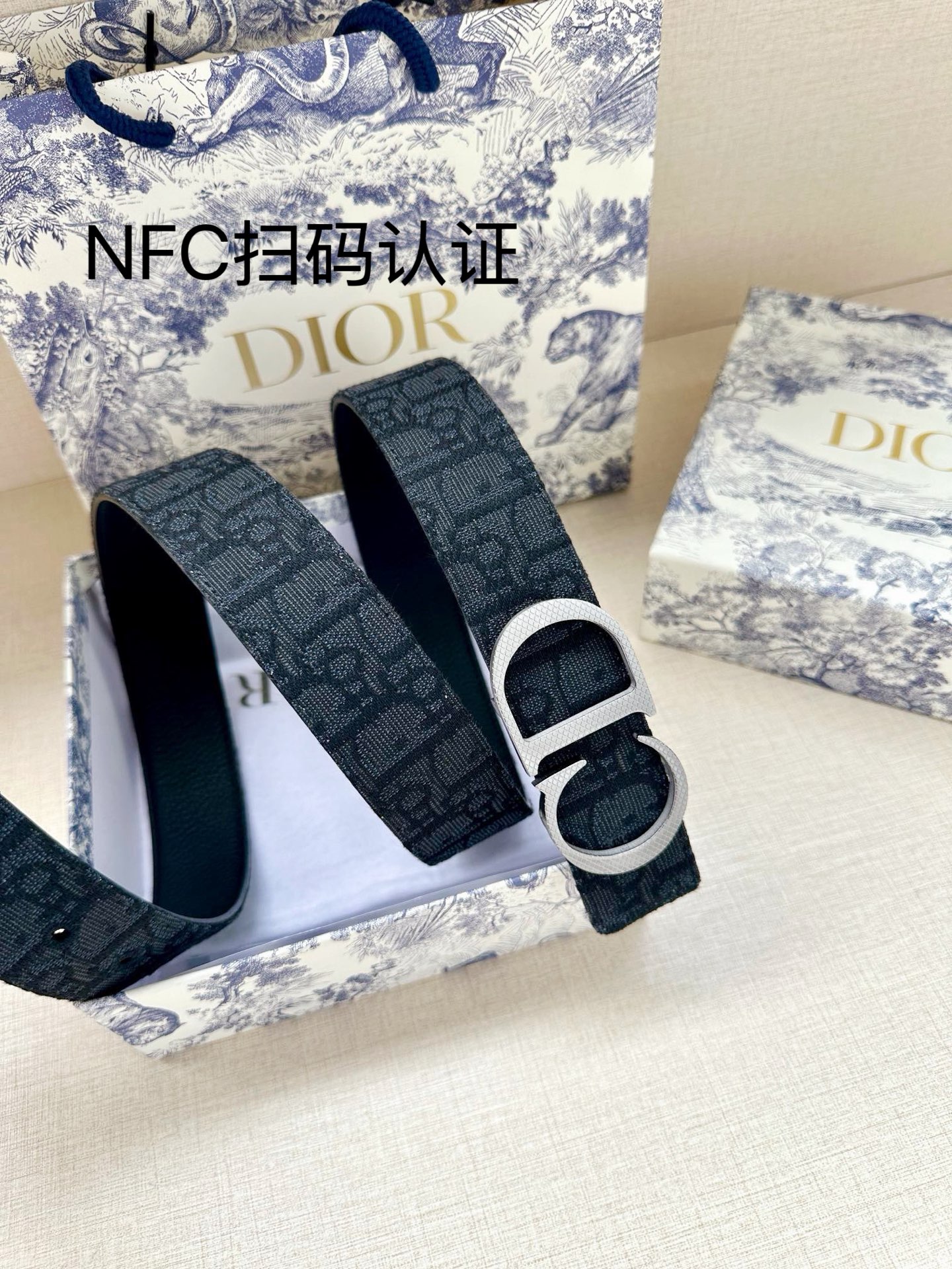 Dior原單男女款CD深色老花皮帶低調百搭通勤商務高級感設計款
