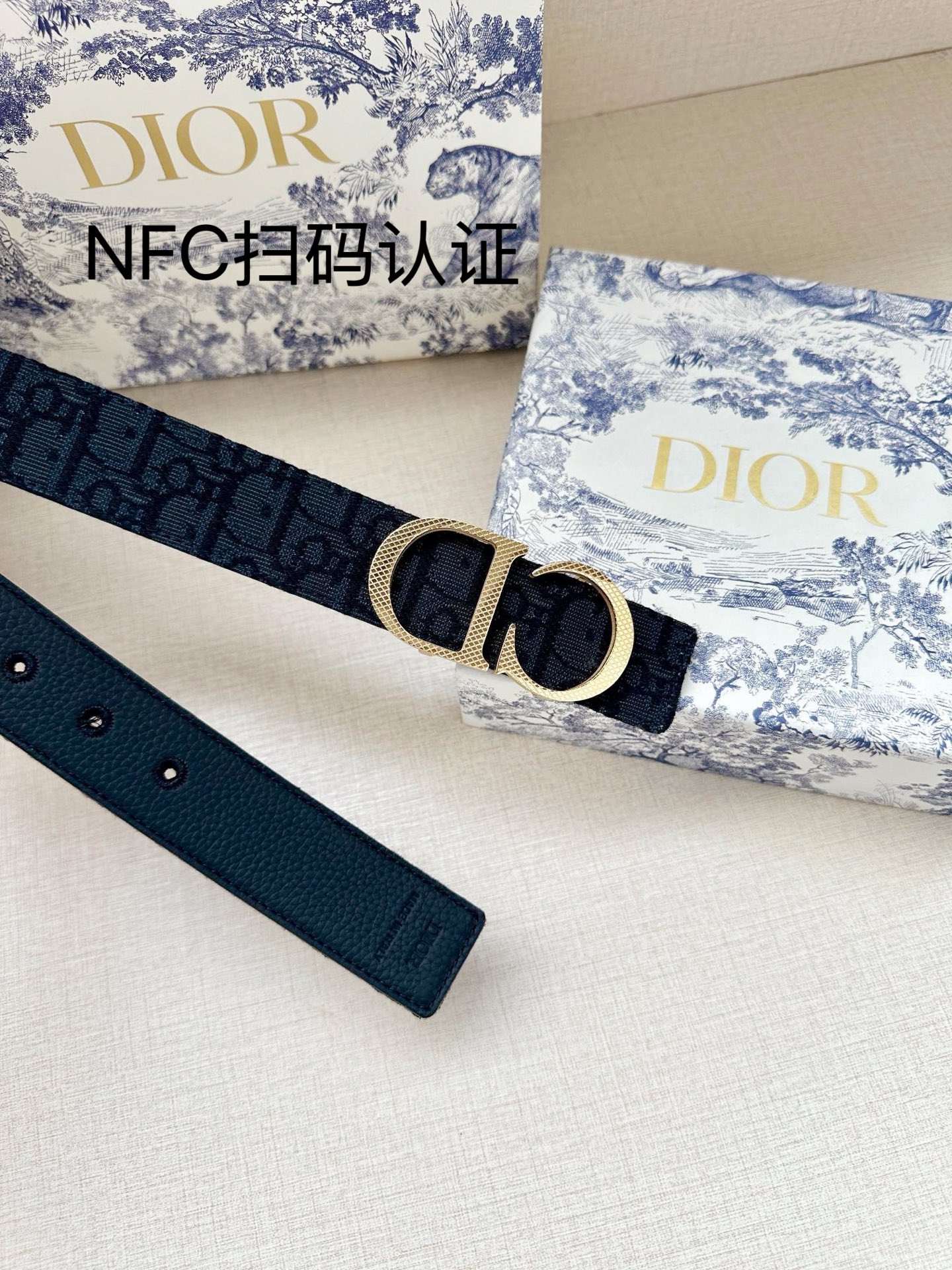 Dior原單男女款CD深色老花皮帶低調百搭通勤商務高級感設計款