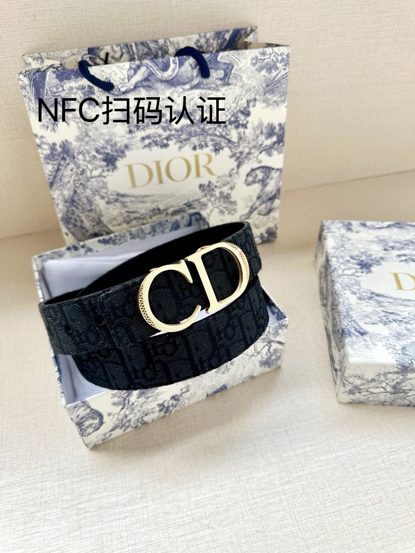 Dior原單男女款CD深色老花皮帶低調百搭通勤商務高級感設計款