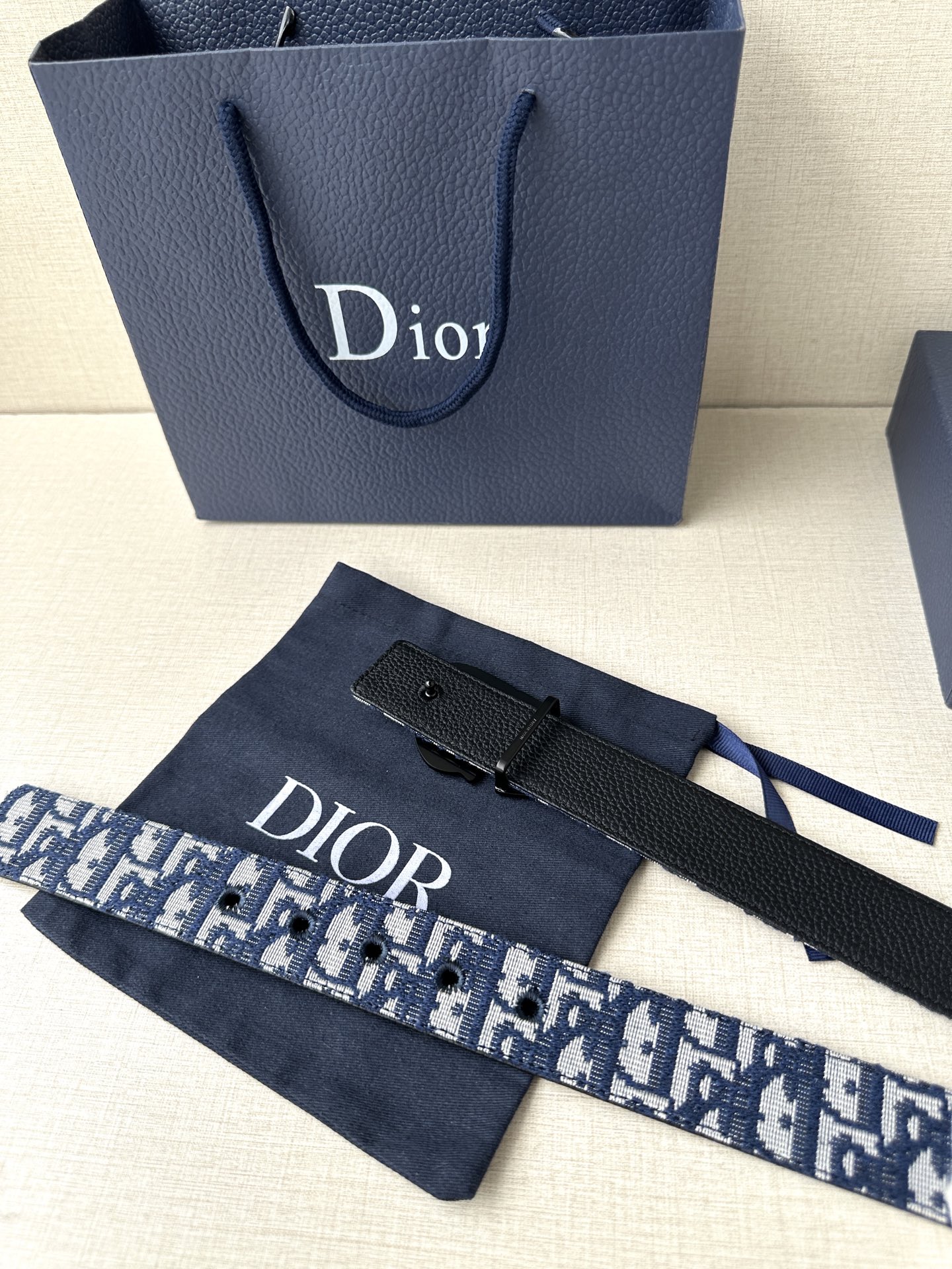 Dior原單男女款CD藍白老花帆布皮帶時尚百搭休閒通勤設計款| 10 Dior原單男女款CD藍白老花帆布皮帶時尚百搭休閒通勤設計款