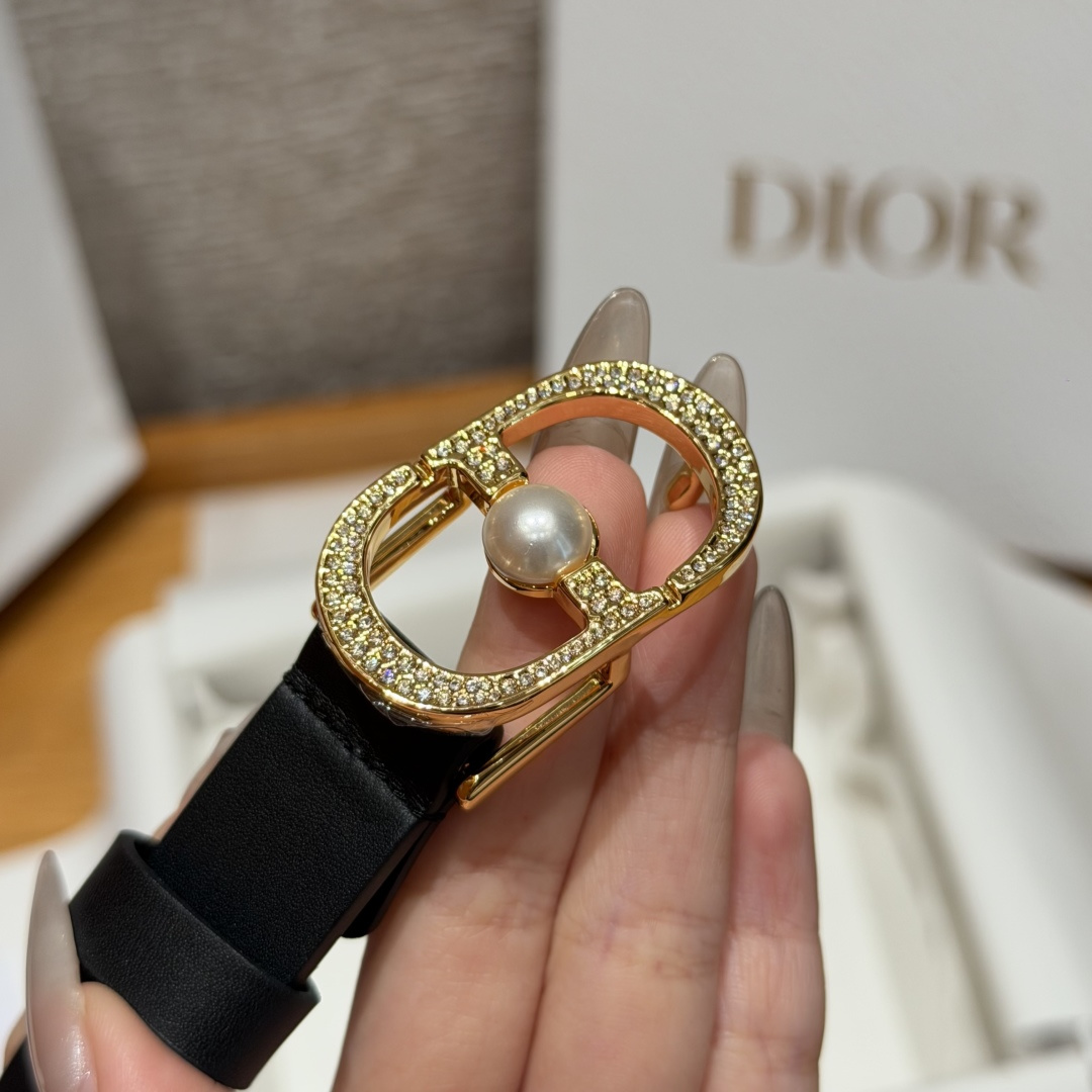Dior原單女士CD珍珠鑲嵌皮帶黑色優雅氣質百搭輕奢設計款| 11 Dior原單女士CD珍珠鑲嵌皮帶黑色優雅氣質百搭輕奢設計款