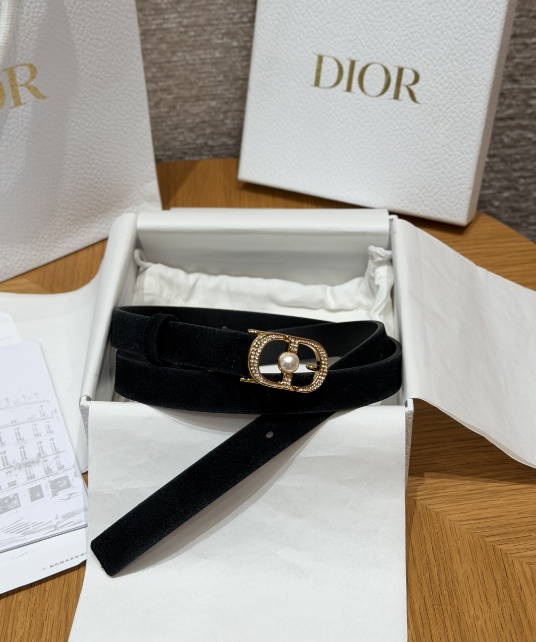 Dior高仿女士CD珍珠細腰帶黑色經典百搭優雅氣質時尚款