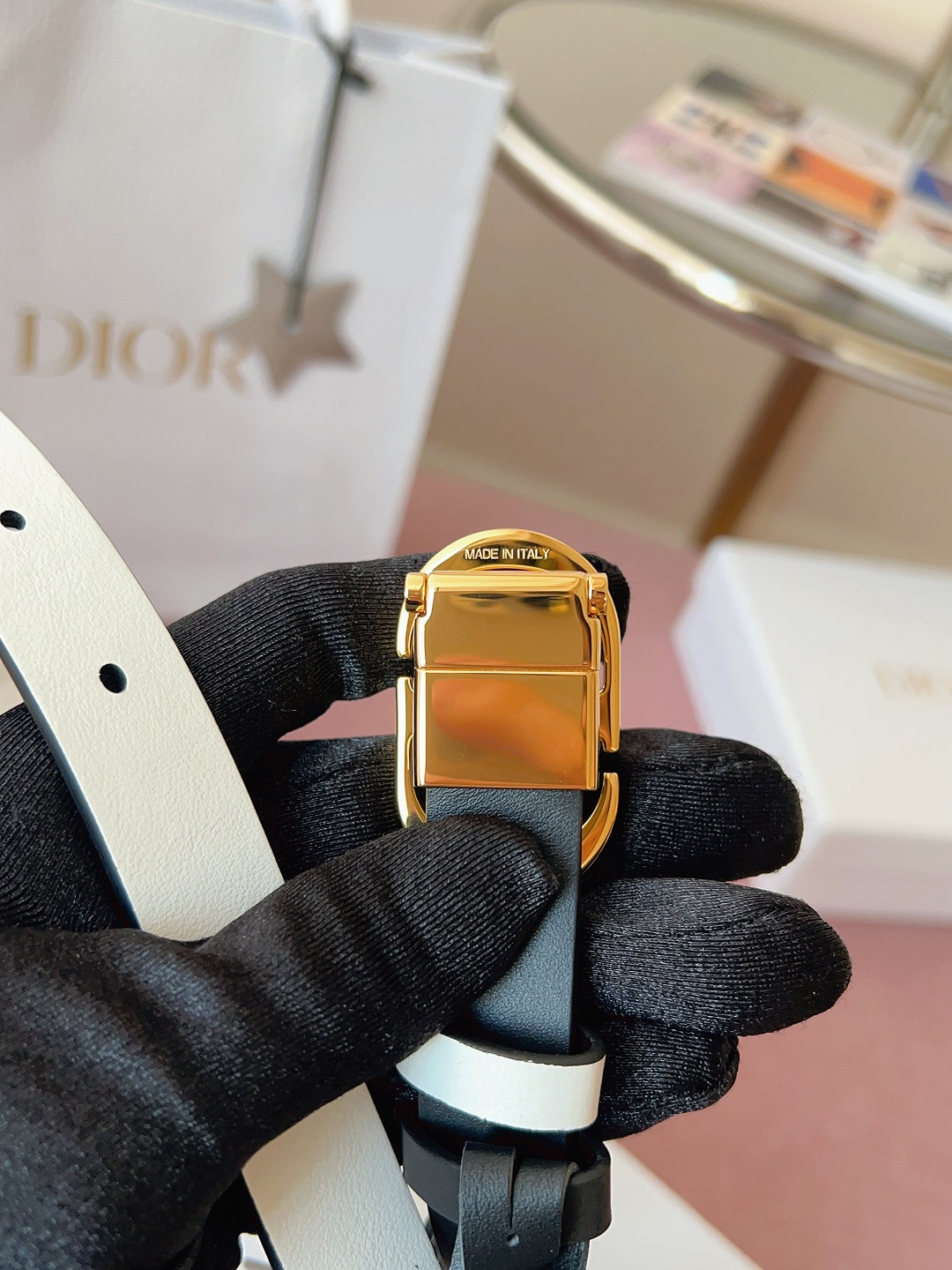 Dior高仿女士CD細腰帶黑色霧面金屬扣極簡百搭氣質款