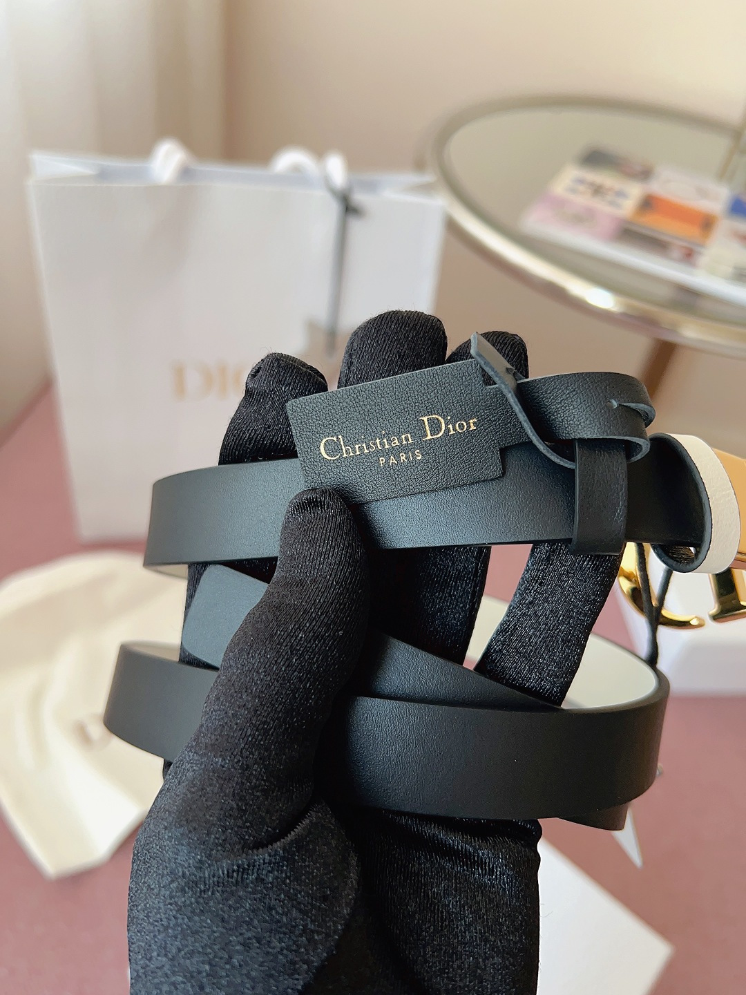 Dior高仿女士CD細腰帶黑色霧面金屬扣極簡百搭氣質款