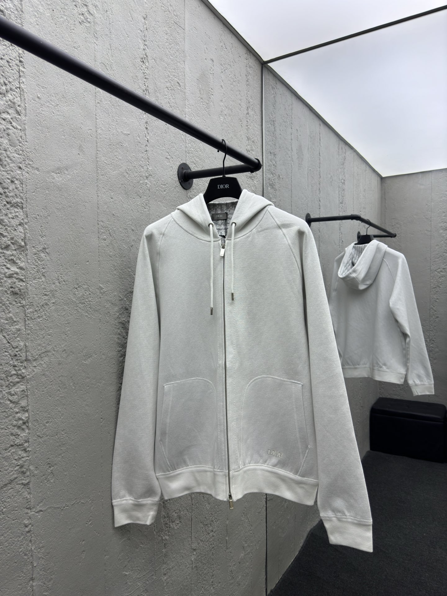 Dior 一比一連帽拉鍊衛衣 白色百搭外套