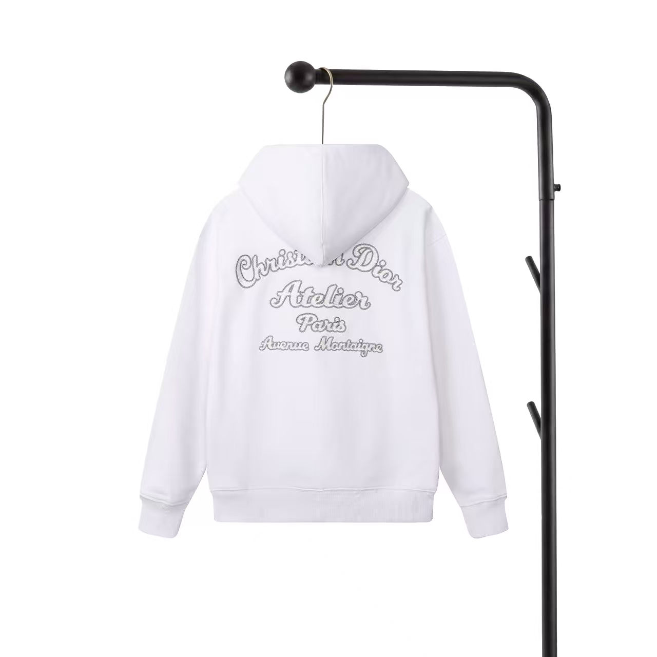 Dior 高仿刺繡字母連帽衛衣 白色寬鬆休閒款| 11 Dior 高仿刺繡字母連帽衛衣 白色寬鬆休閒款