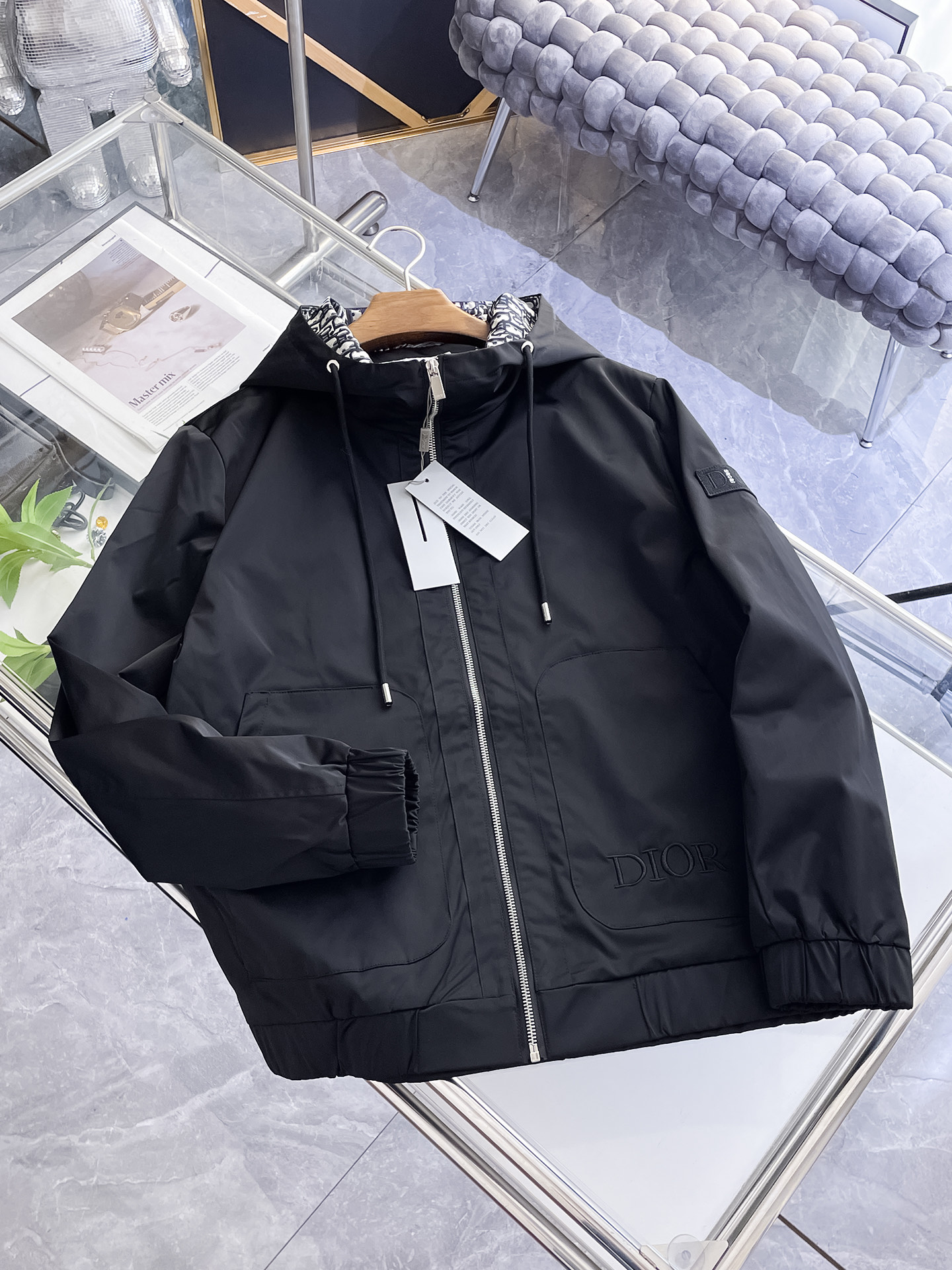 Dior 高仿連帽防風外套 黑色拉鍊夾克寬鬆版