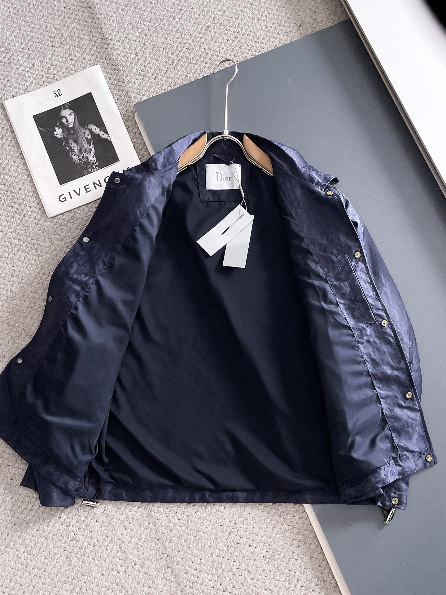 Dior A貨滿版LOGO防風外套 深藍色翻領款| 13 Dior A貨滿版LOGO防風外套 深藍色翻領款