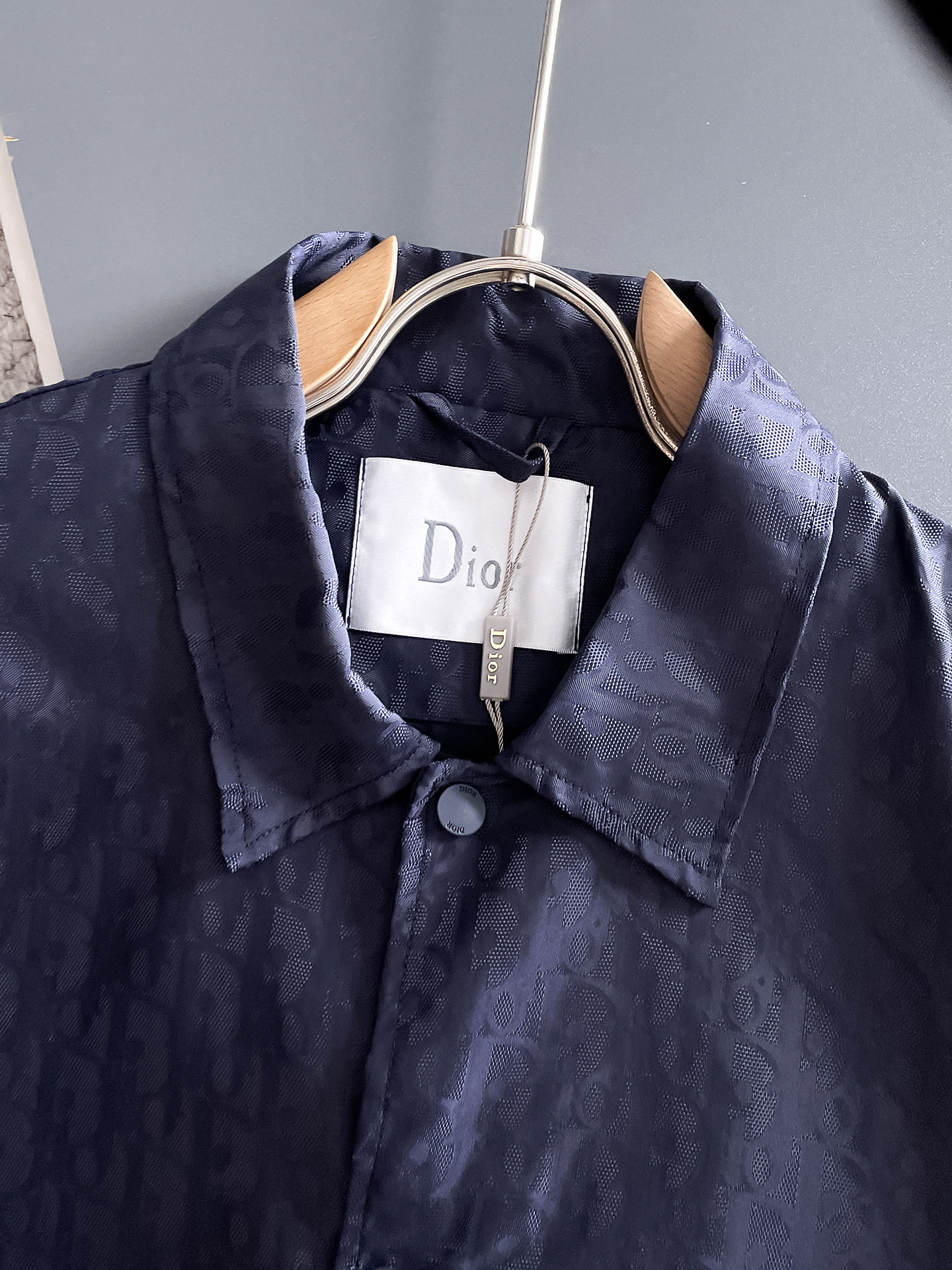 Dior A貨滿版LOGO防風外套 深藍色翻領款| 12 Dior A貨滿版LOGO防風外套 深藍色翻領款