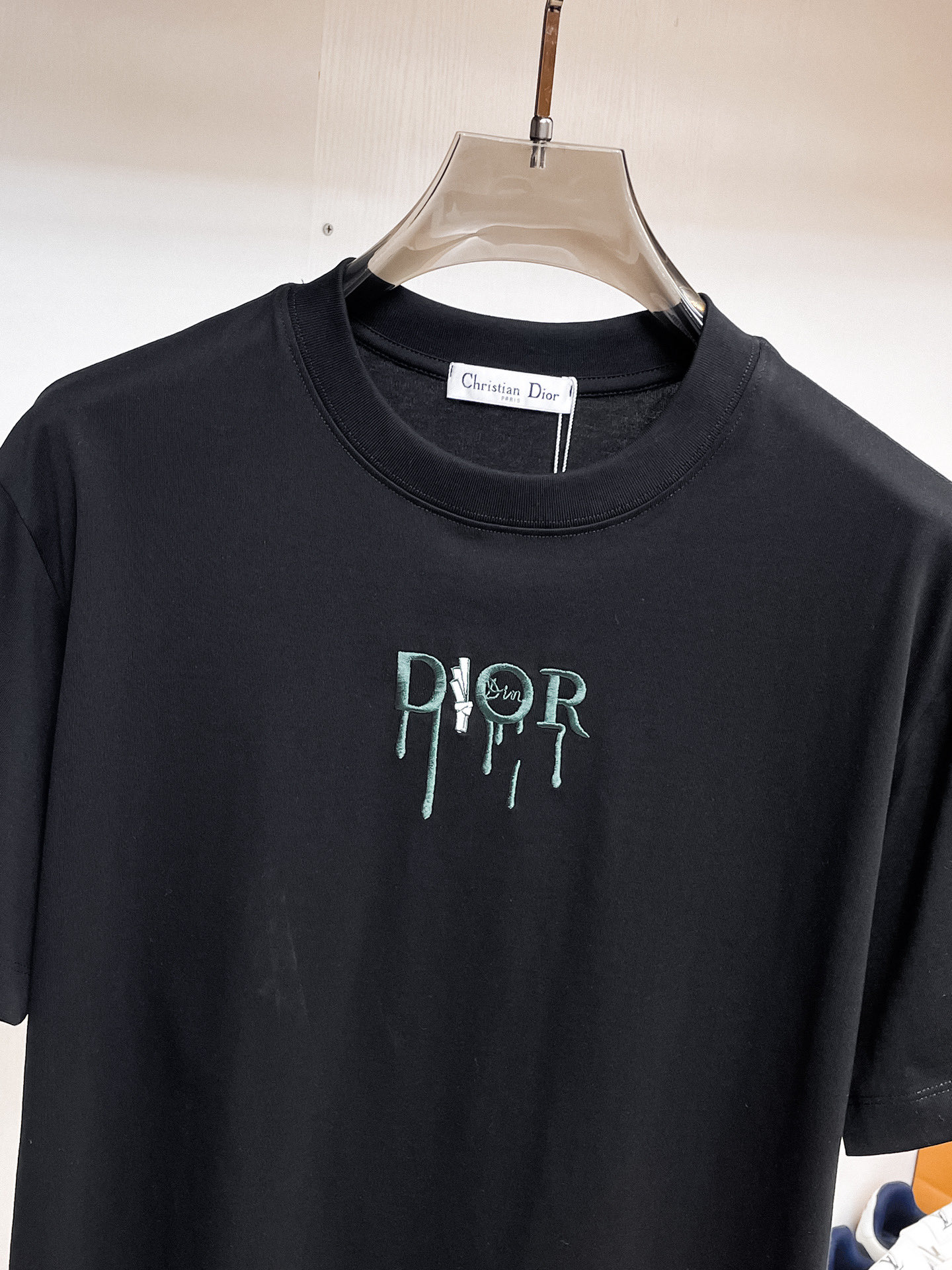 Dior 一比一短袖T恤 黑色滴墨字母潮流款| 14 Dior 一比一短袖T恤 黑色滴墨字母潮流款
