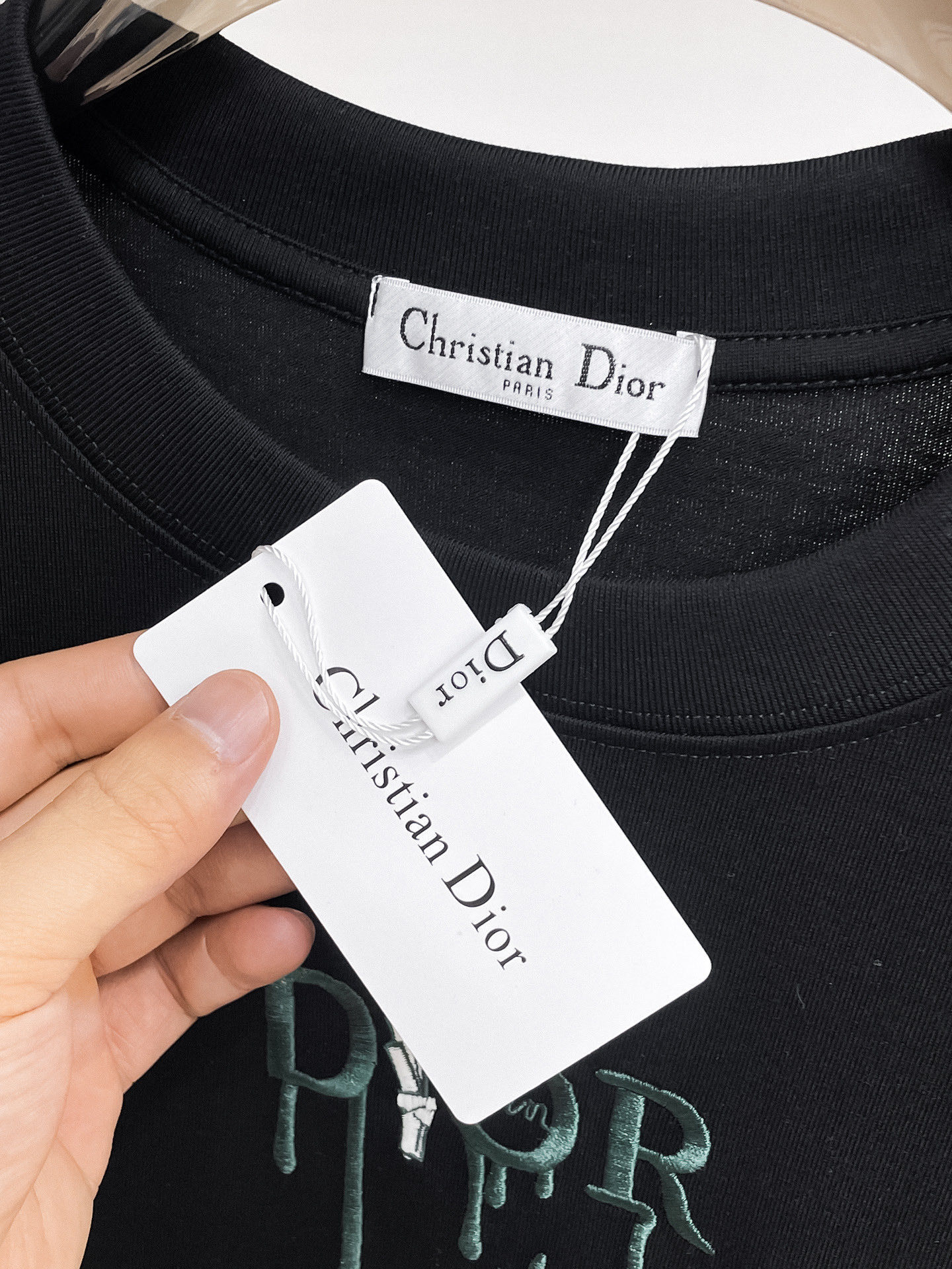 Dior 一比一短袖T恤 黑色滴墨字母潮流款| 12 Dior 一比一短袖T恤 黑色滴墨字母潮流款