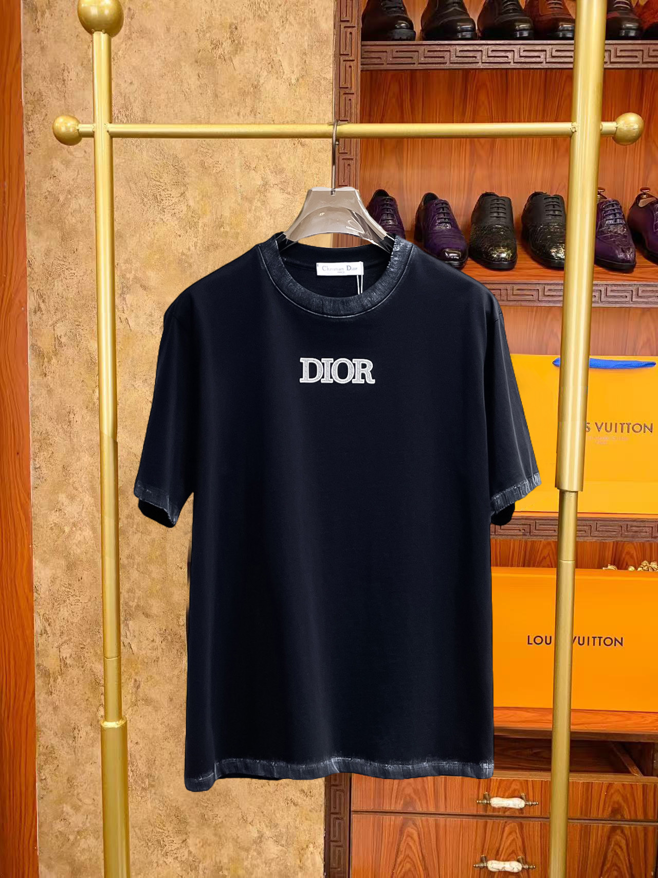Dior A貨短袖T恤 做舊拼接邊設計字母款潮流款